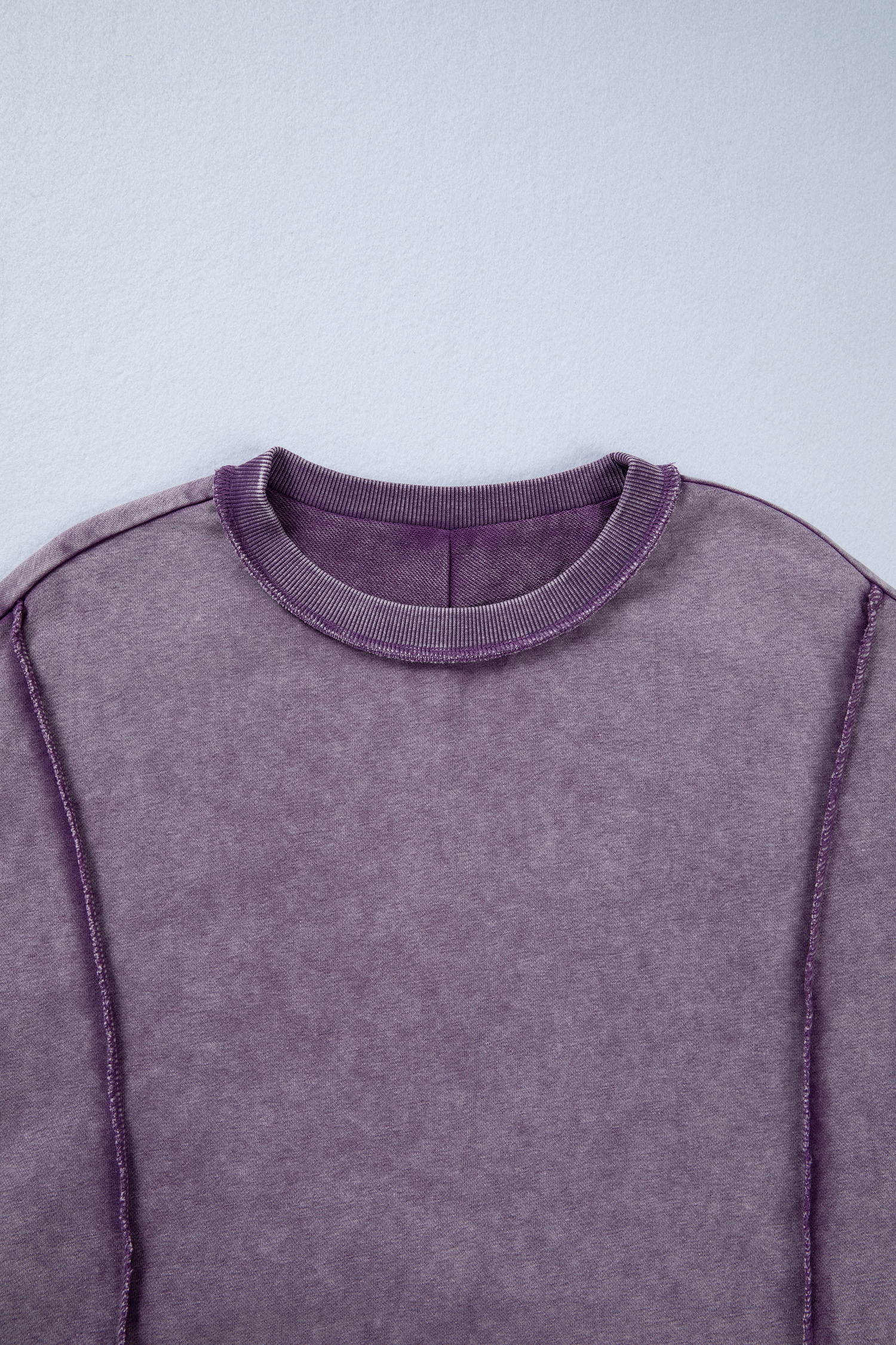 Valerian Mineral Wash Exposed Seam Side Slit Sweatshirt