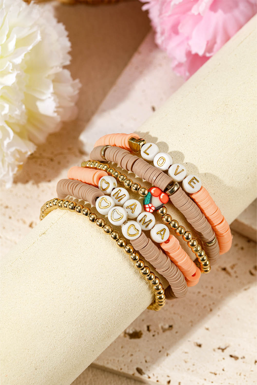 Gold Mama Love Heart Beaded Multi Layer Bracelet