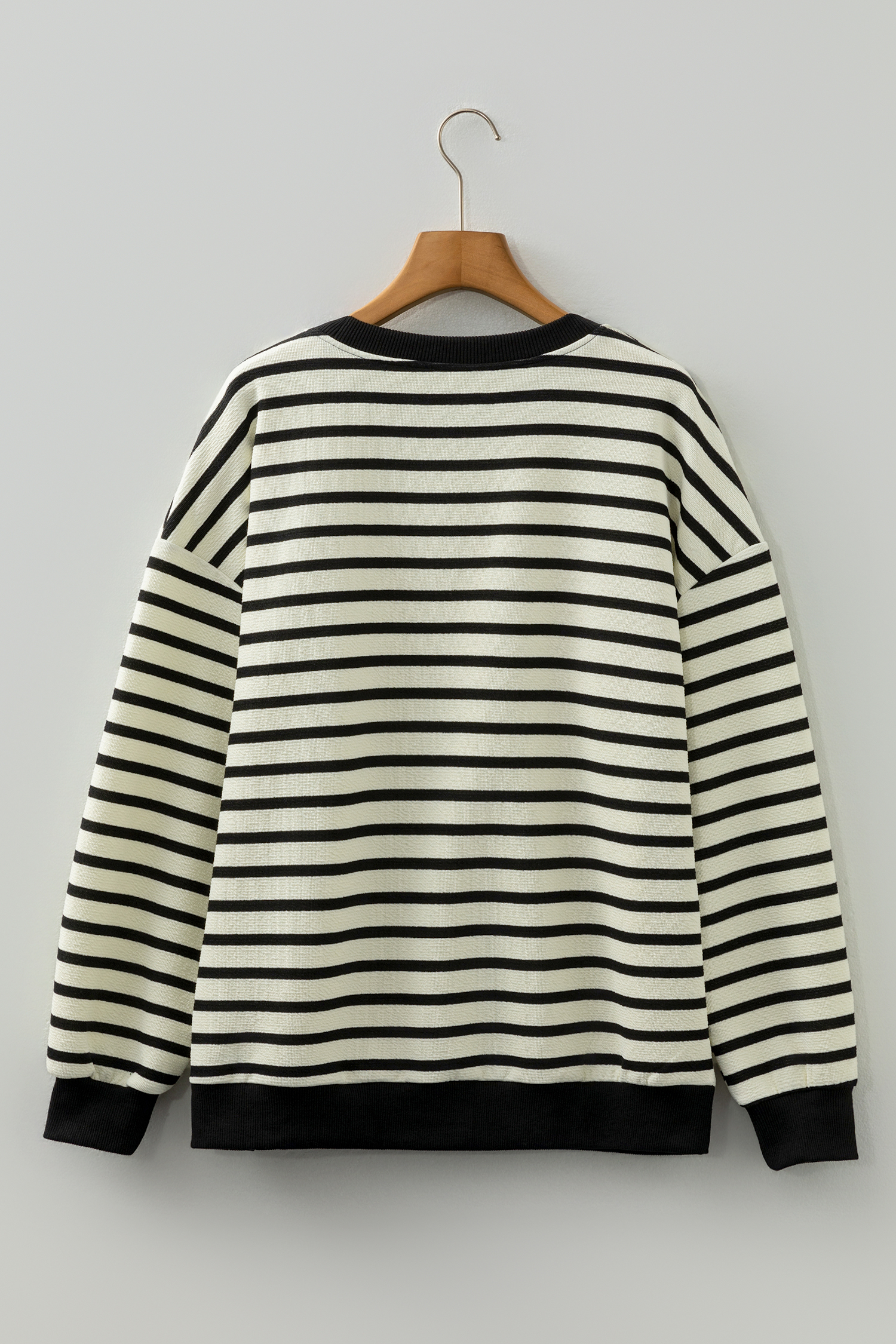 White Stripe Contrast MERRY Letter Christmas Print Drop Shoulder Sweatshirt