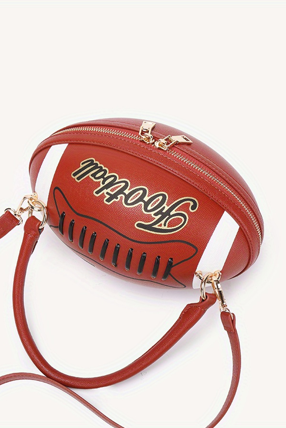 Chestnut Faux Leather Football Spherical Hand Bag