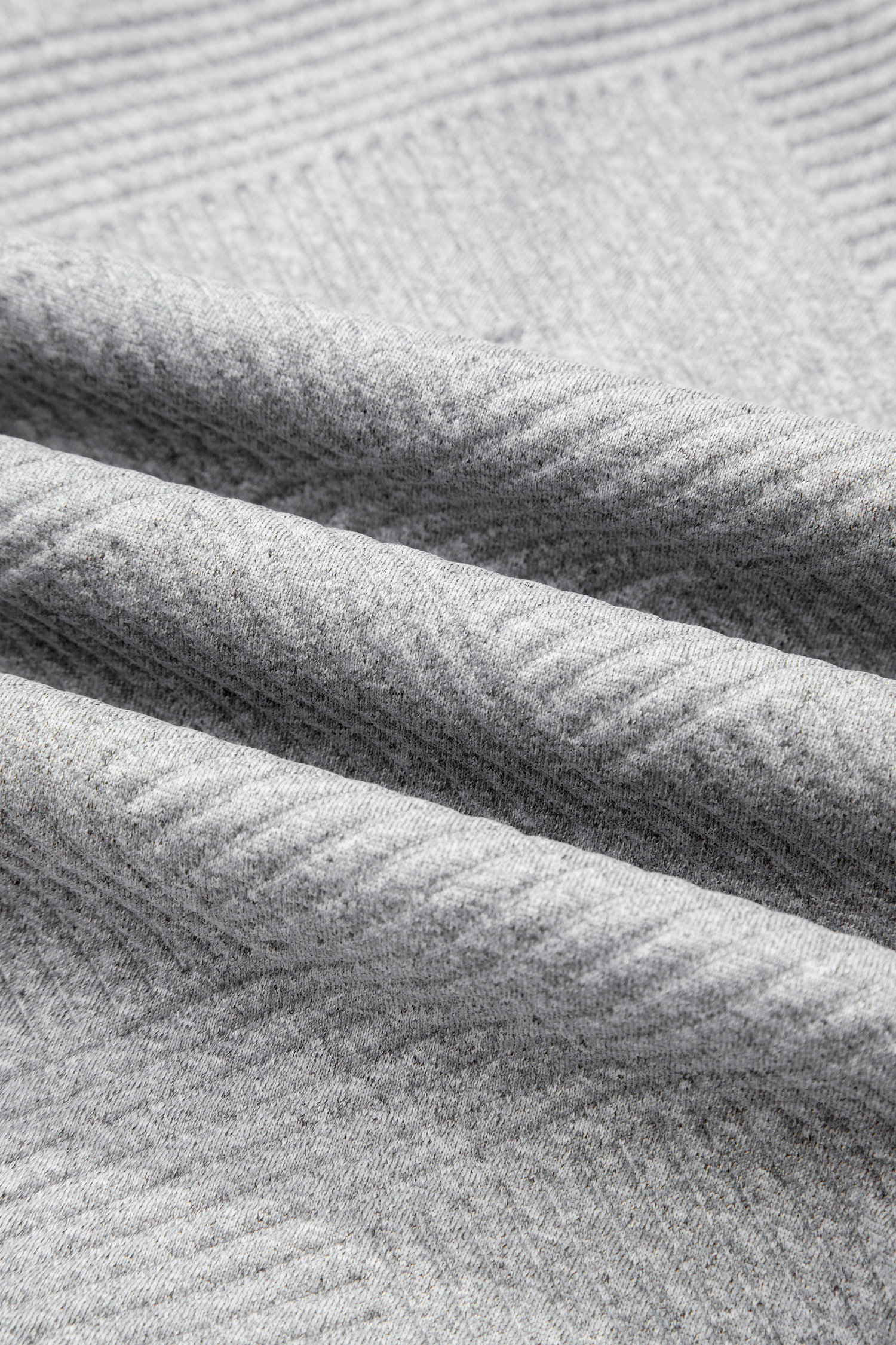 Medium Grey Trendy Textured Half Zip Loose Sweatshirt