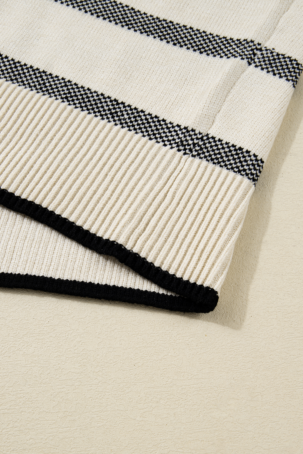 Apricot Stripe Wide Sleeve Drop Shoulder Crew Neck Plus Sweater