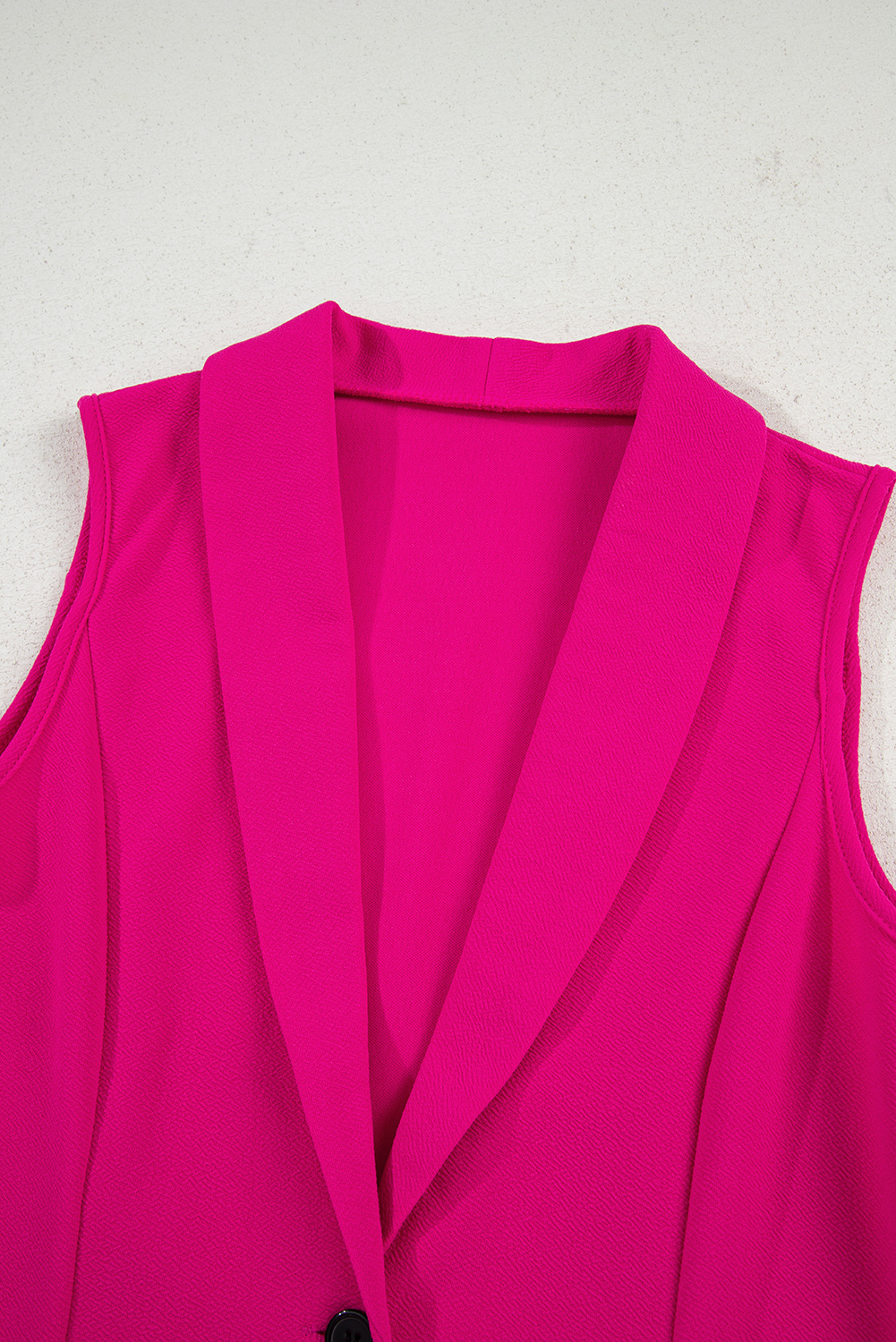 Rose Red Single Button Lapel Collar Vest Blazer