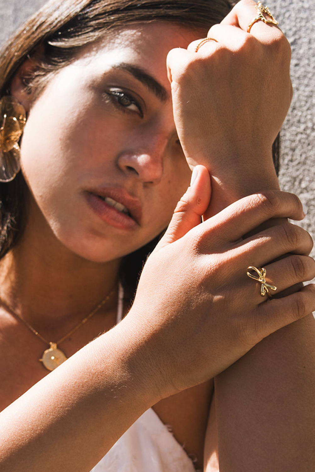 Gold Plated Alloy Half Open Bow Ring