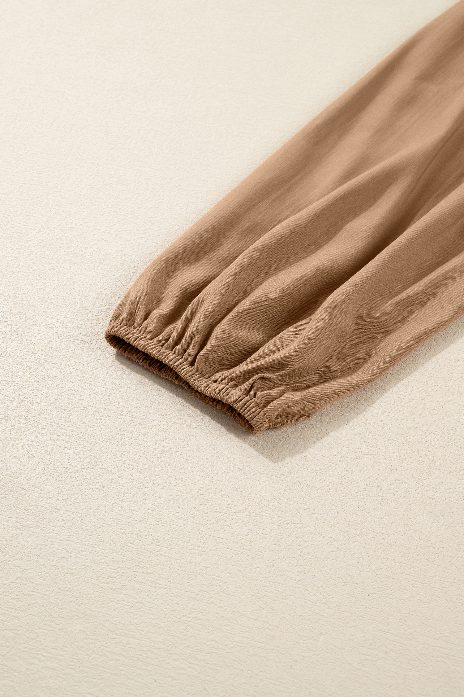 Four Leaf Clover Collared V Neck Smocked Detail Contrast Leopard Trim Bracelet Sleeve Long Dress