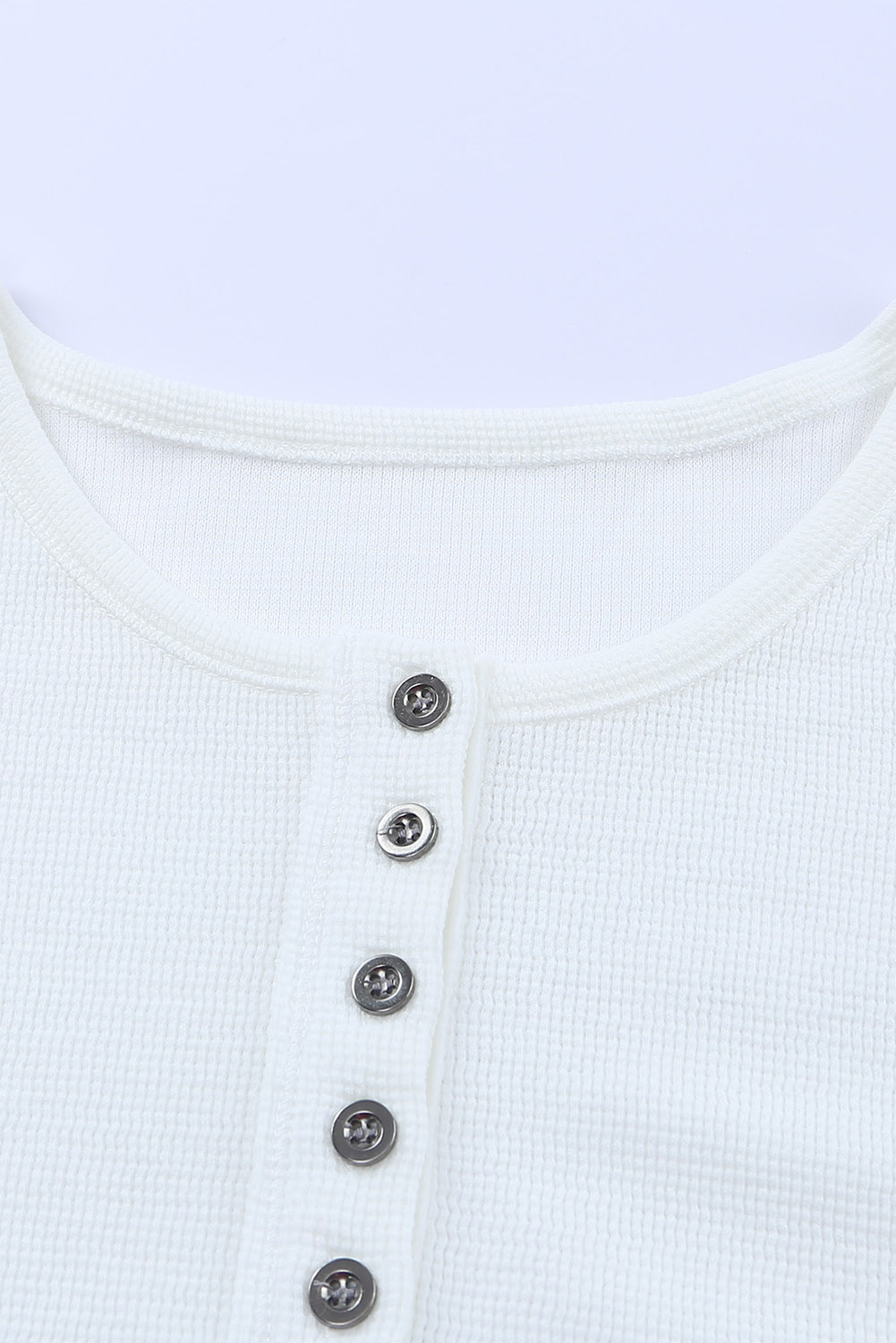 Black Waffle Knit Henley Top