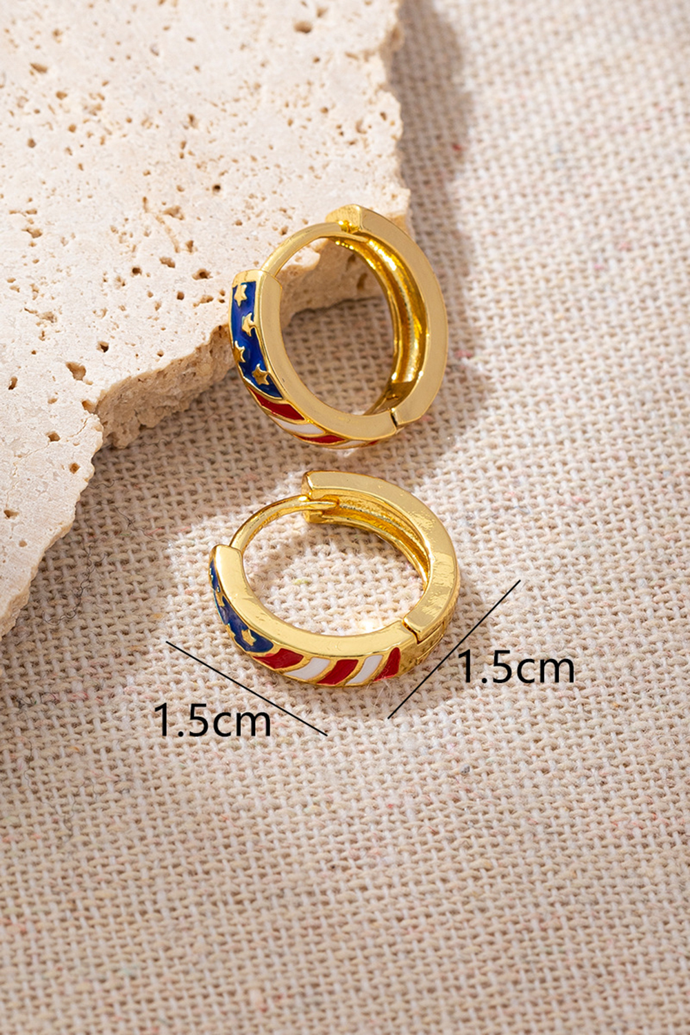 Gold American Flag Plated Alloy Hoop Earrings