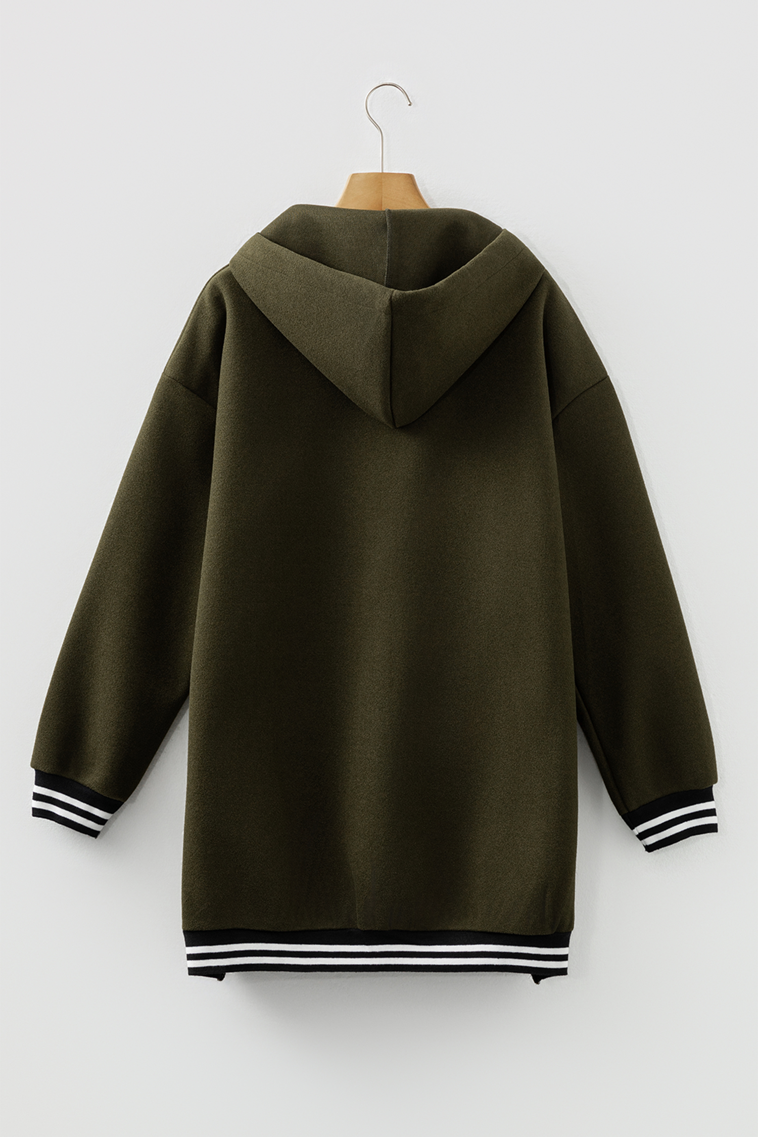 Racing Red Contrast Cuffed Drop Shoulder Zip up Tunic Hoodie