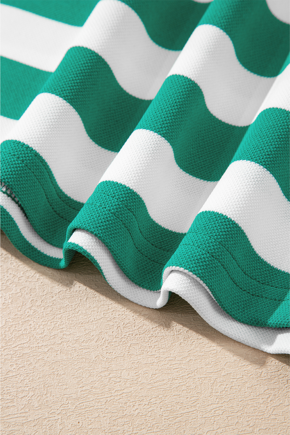 Green Stripe Flutter Sleeve Round Neck Shift Dress