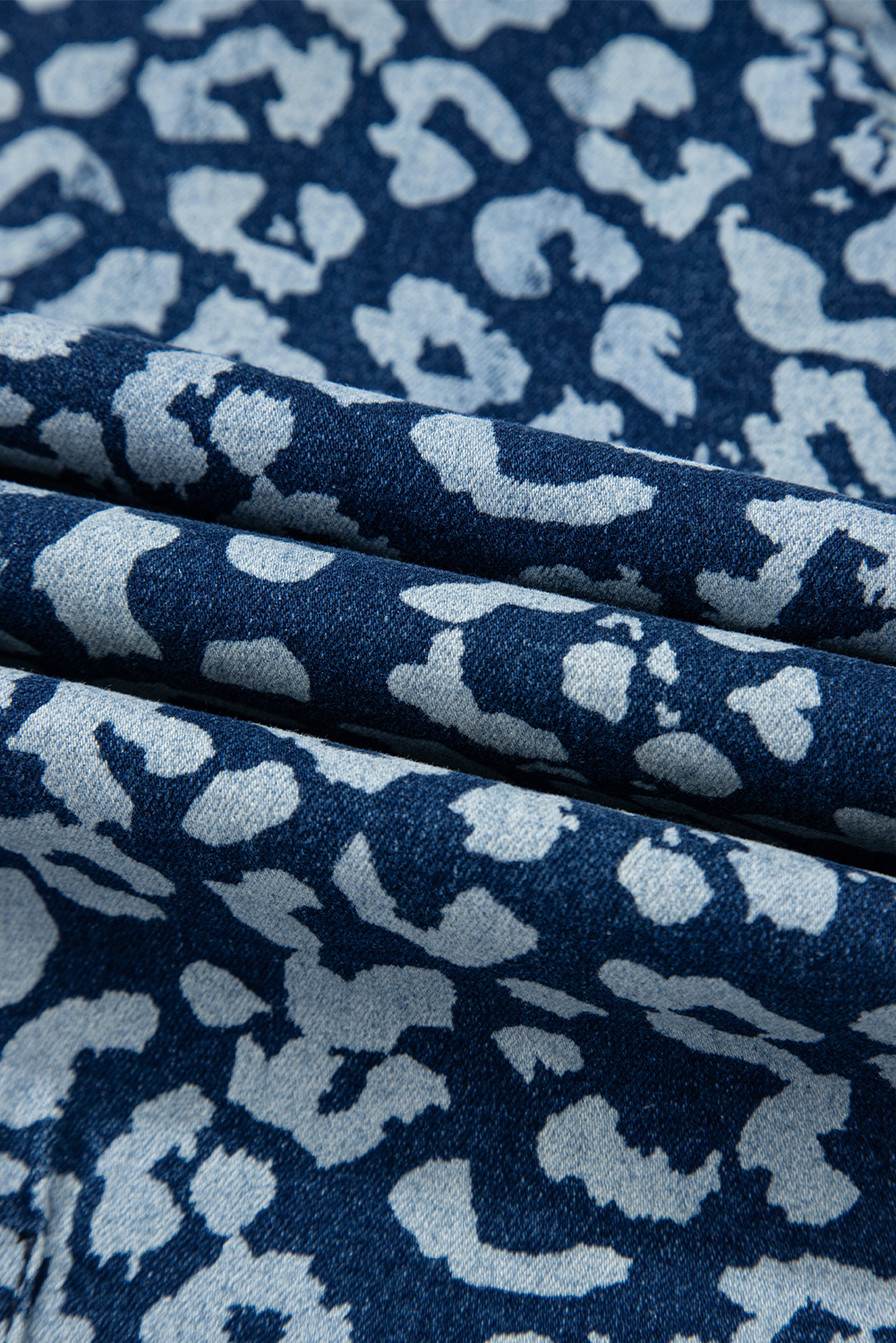 Khaki Leopard Printed Drawstring Elastic Waistband Pocketed Wide Leg Jeans