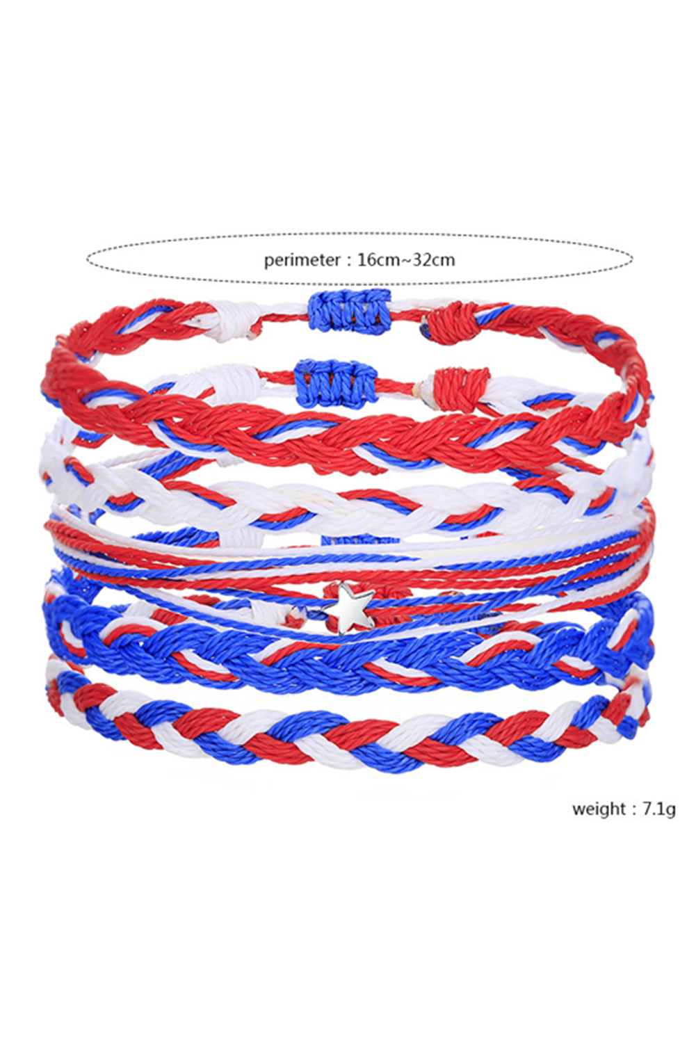 Blue Independent Day Braided Multi Layer Bracelet