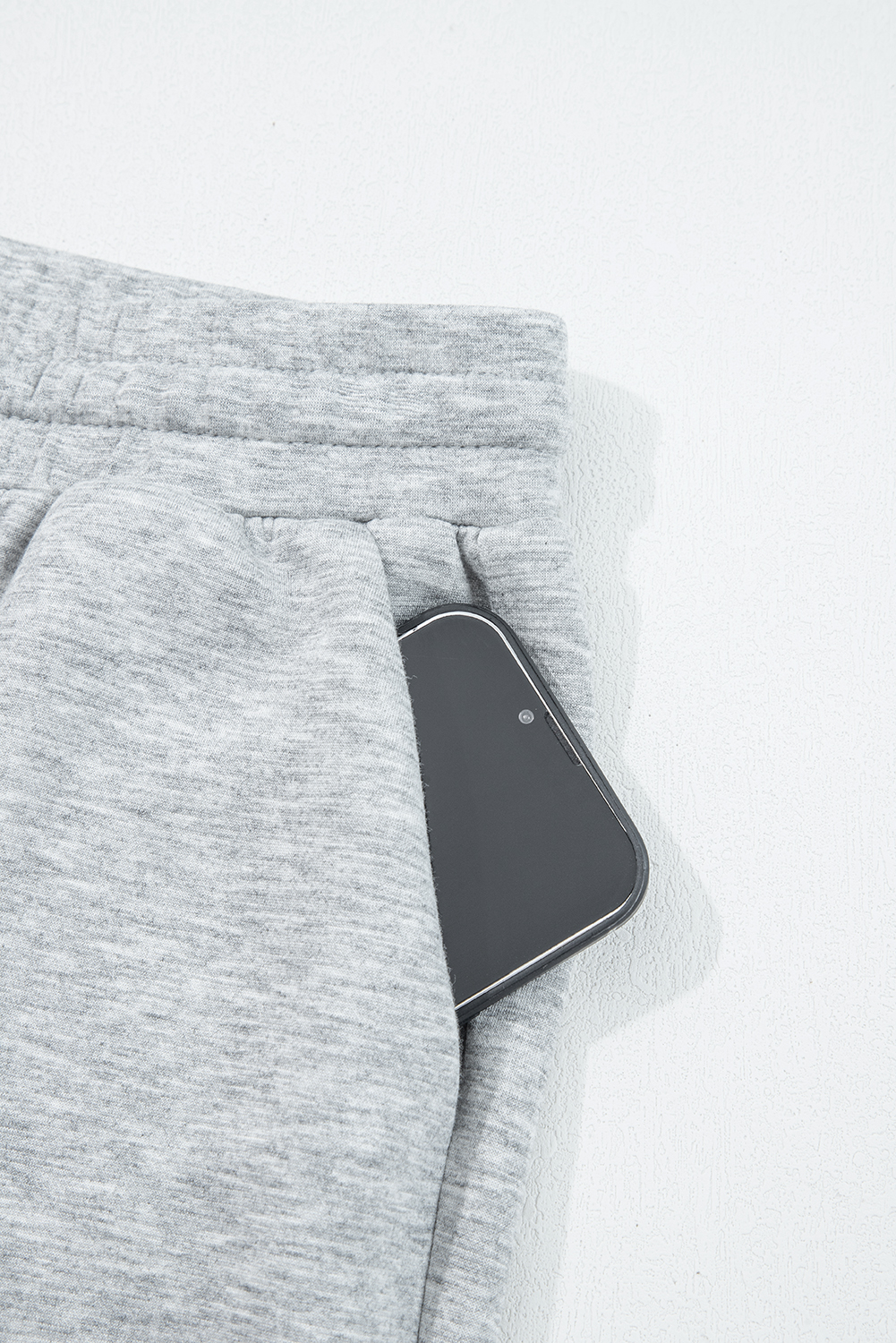 Black Zip Collar Long Sleeve Top Drawstring Pants Set