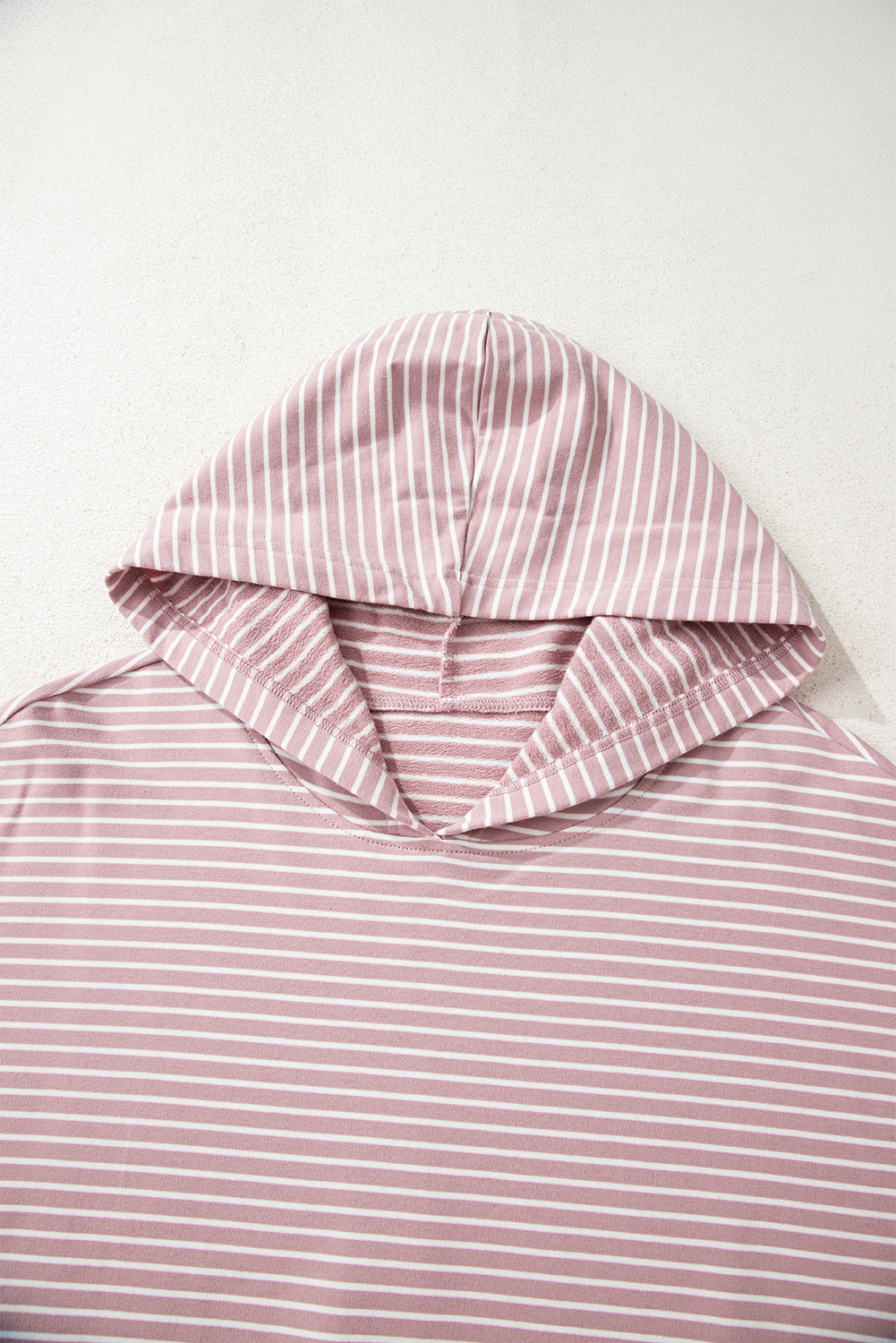 Purple Stripe Thumbhole Side Slits Drop Shoulder Loose Fit Hoodie