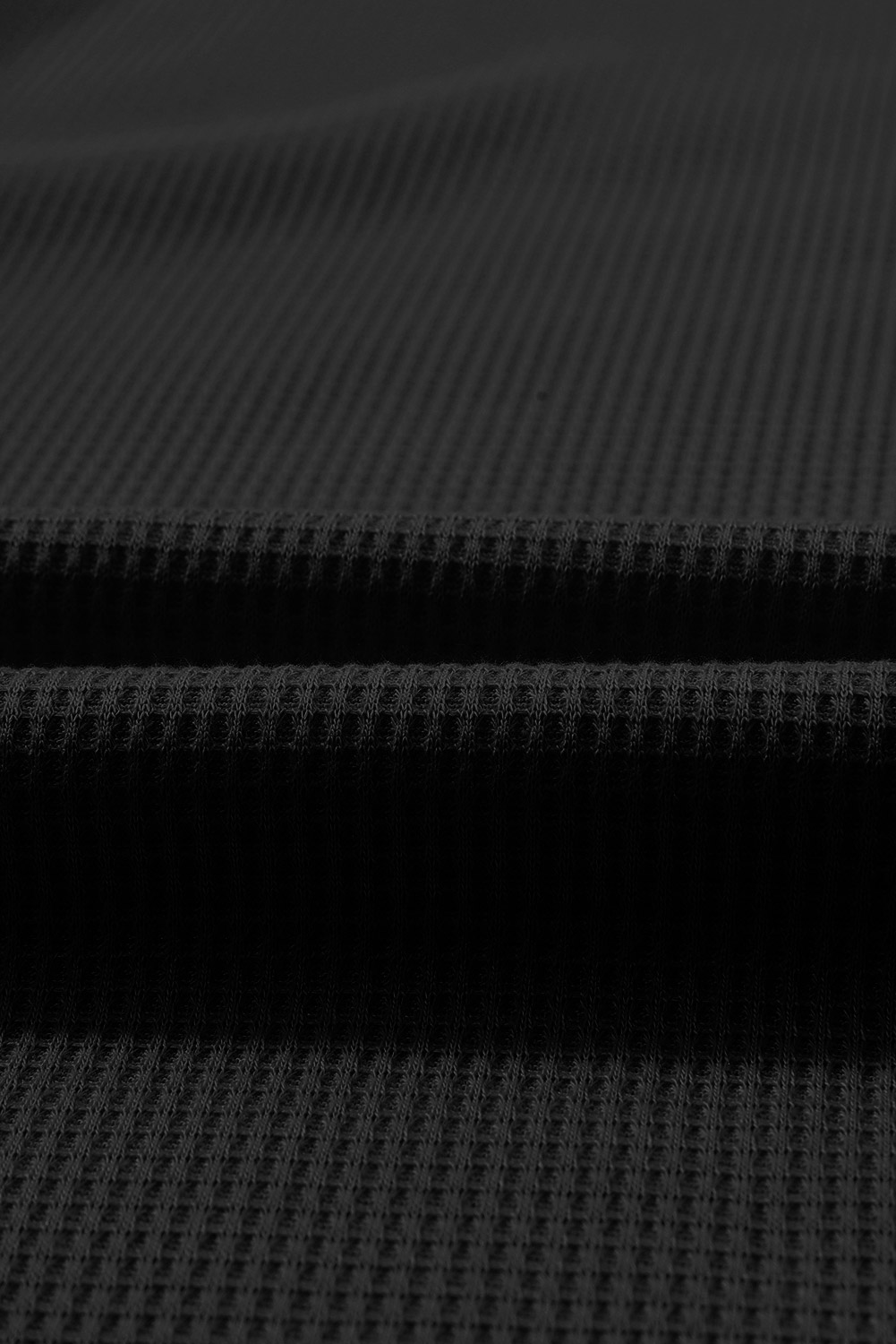 Brown Waffle Knit Buttoned Long Sleeve Top