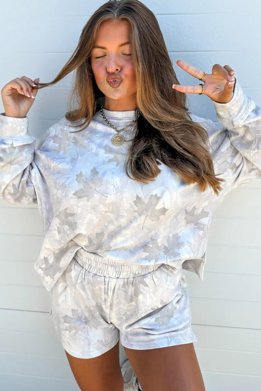 Beige Camo Print Baggy Drawstring Jogger Sweatpants