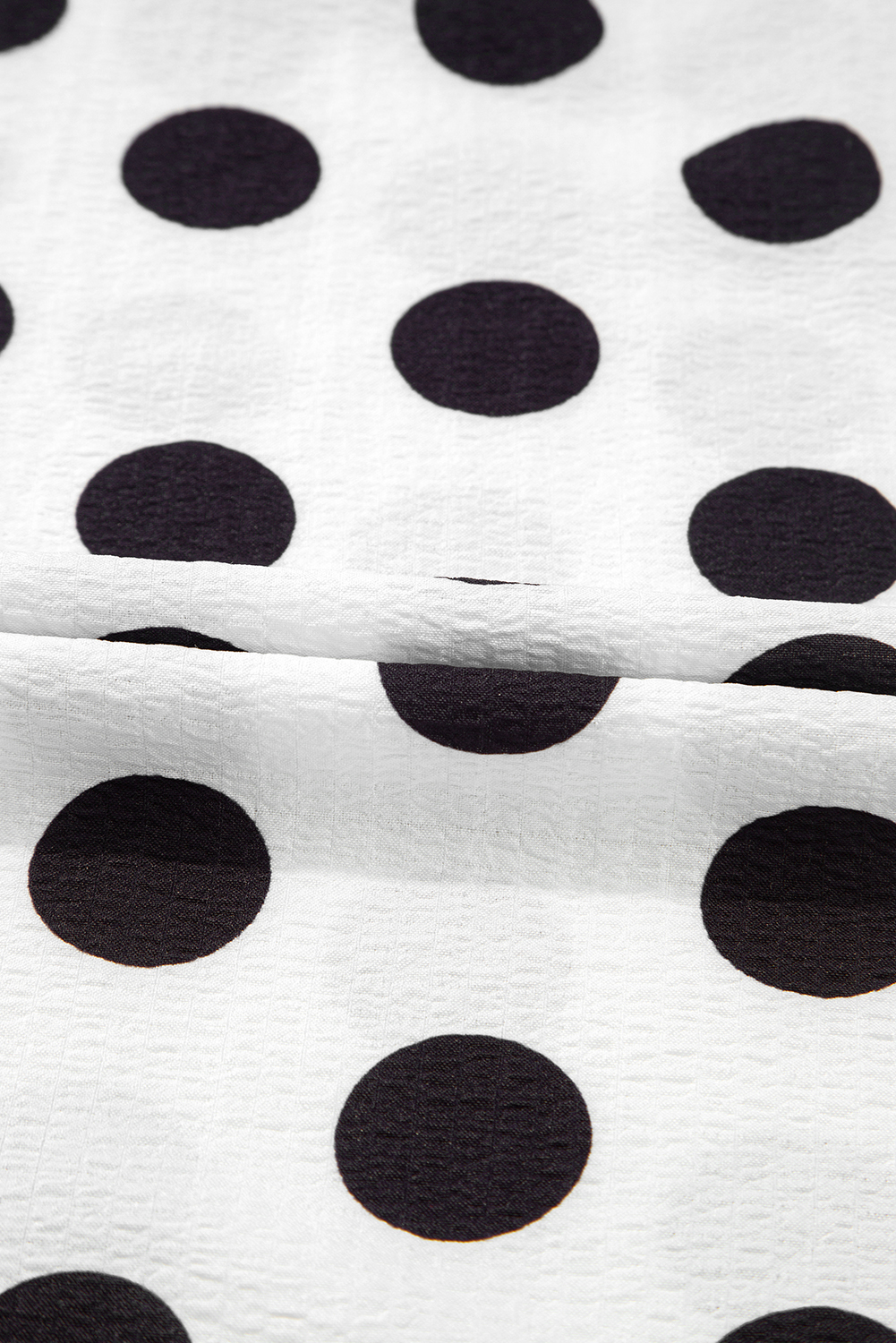 Black Polka Dot Print Ruffled Sleeve V Neck Blouse