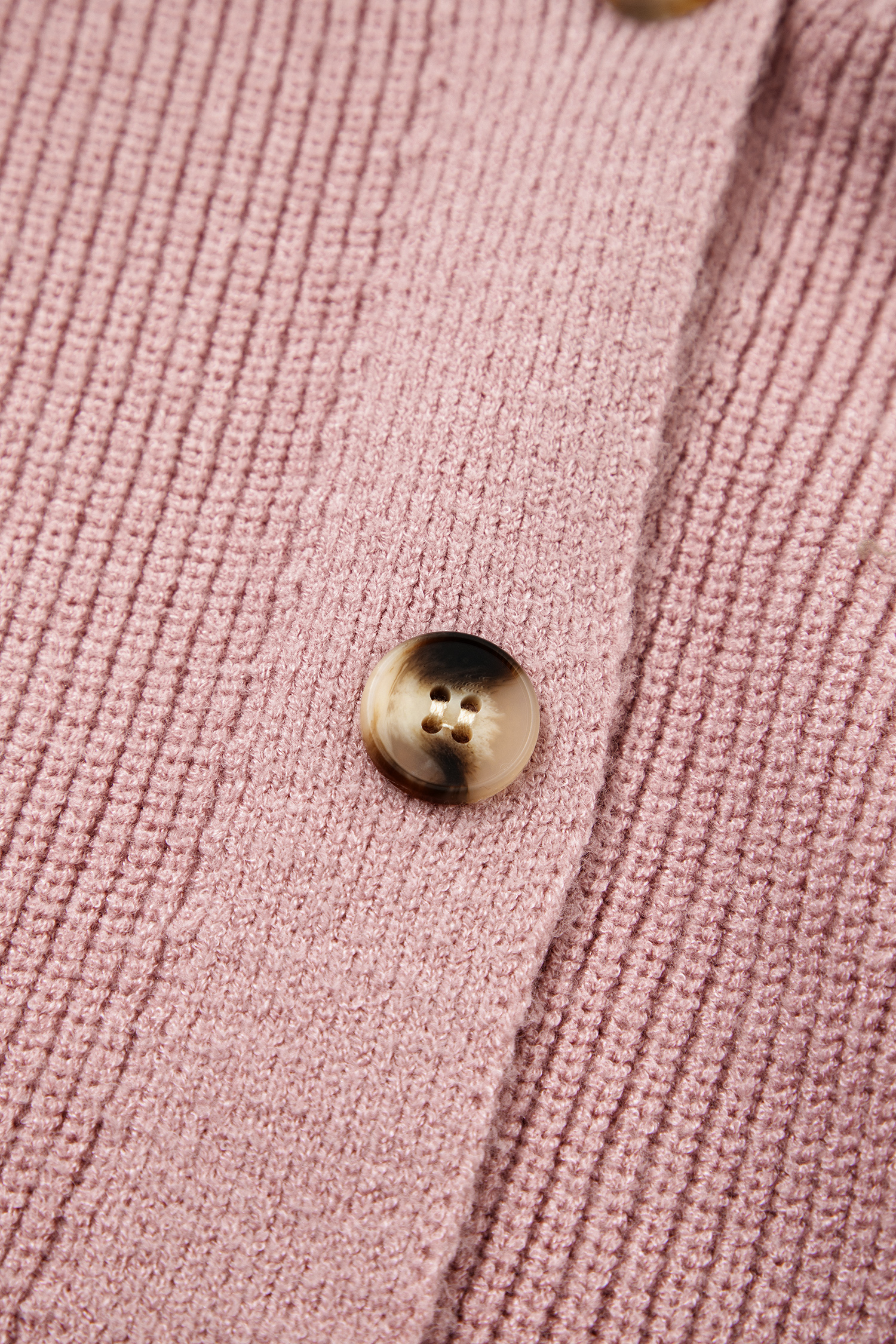 Light Pink Mixed Texture Knit Button V Neck Sweater Cardigan