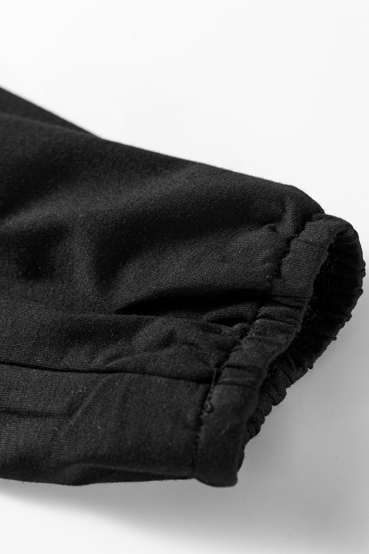 Black Smocked Bust Buttoned Split V Neck Flow Fit Blouse