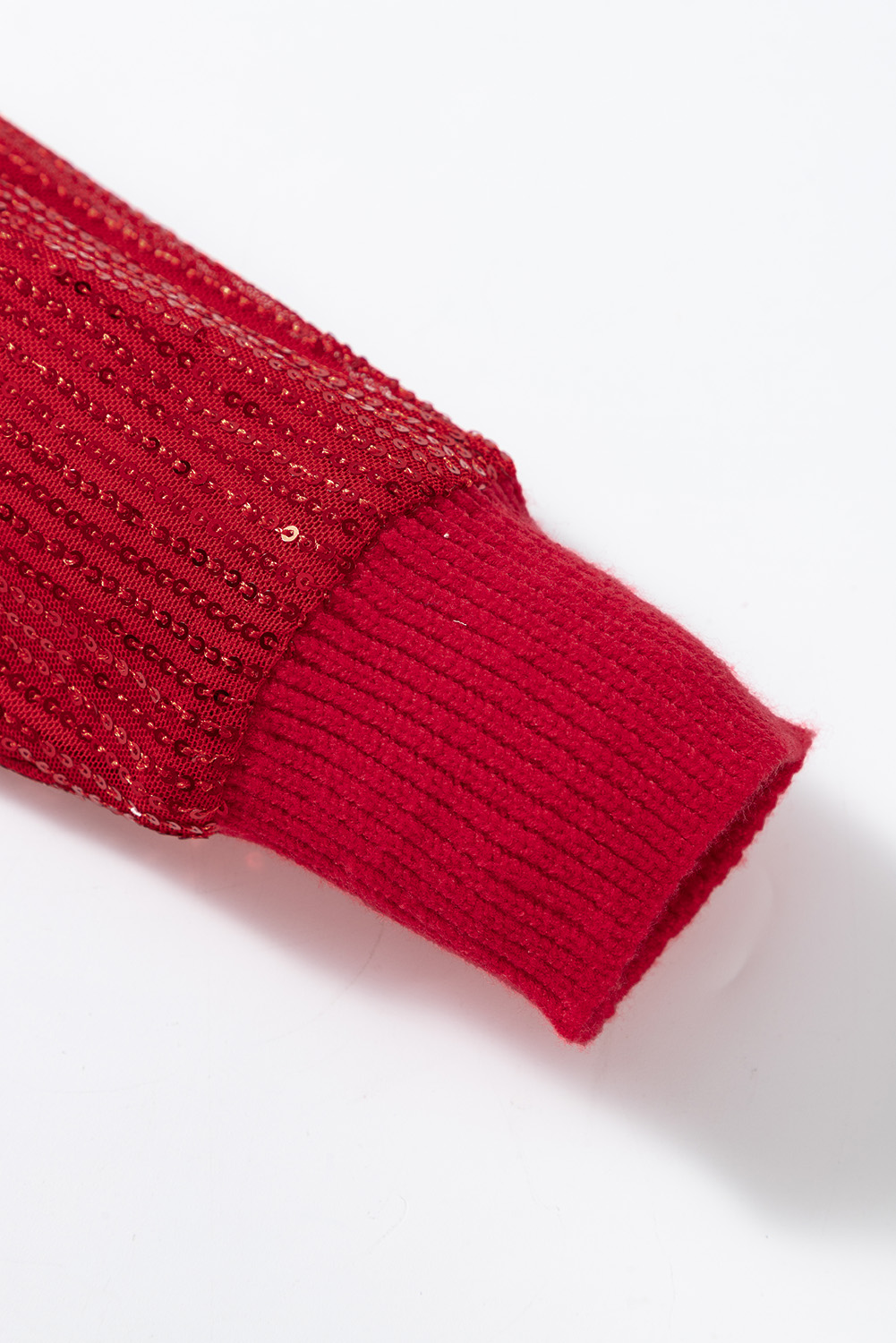 Fiery Red Merry Letter Embroidered High Neck Sweater