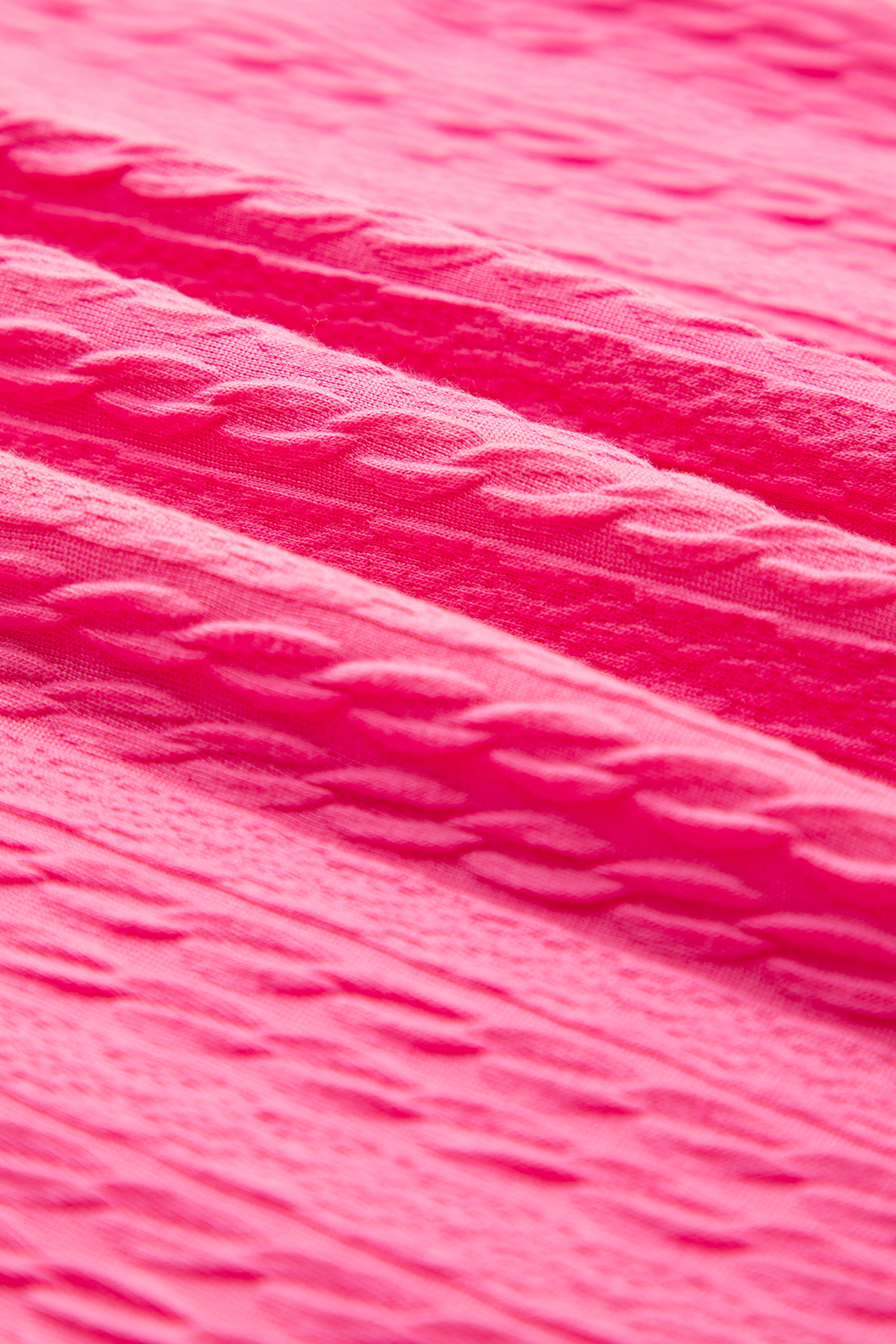 Bright Pink Textured Color Block Trim Loose Tee Drawstring Shorts 2pcs Set