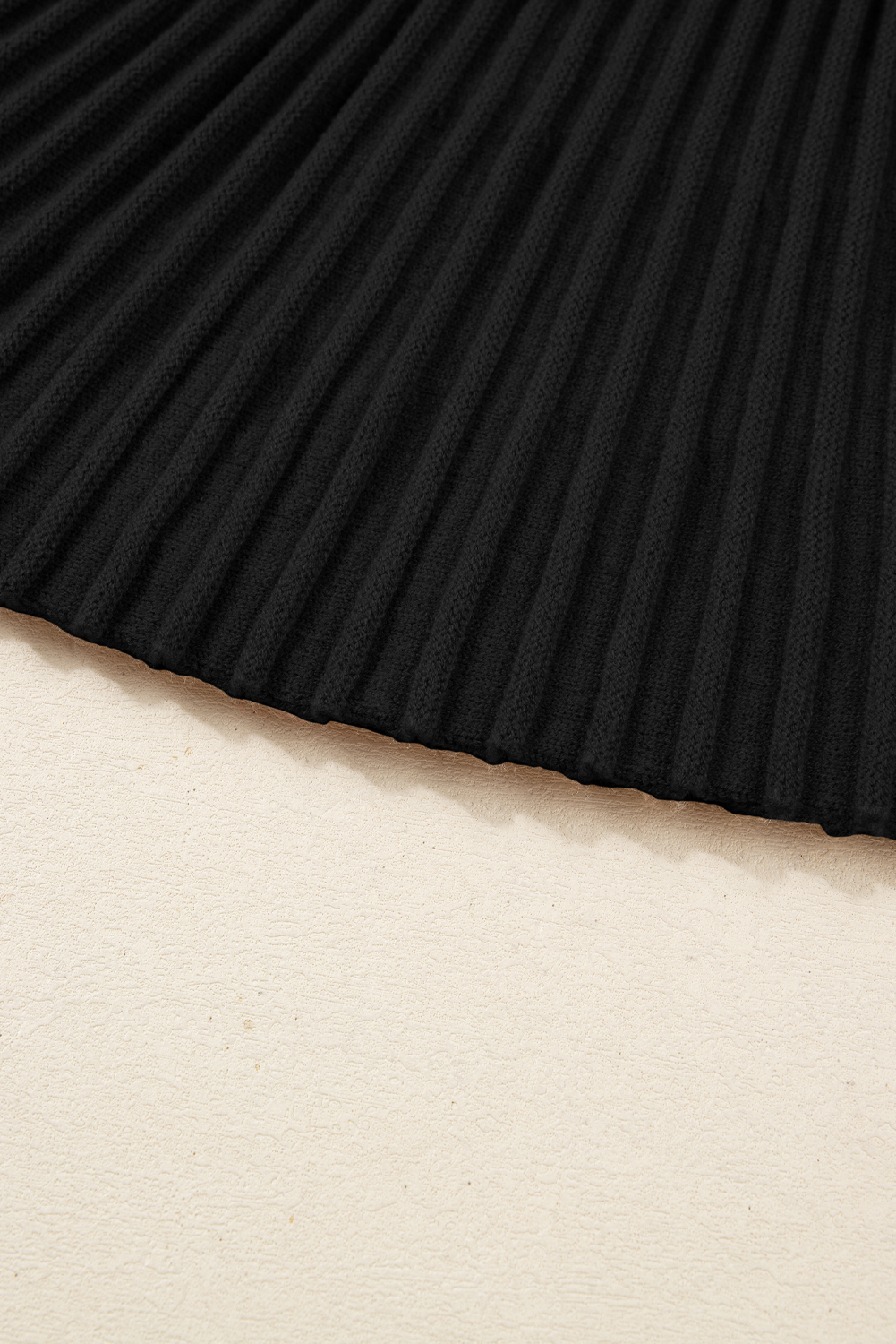 Smoke Gray High Neck Puff Sleeve Sweater Pleated Mini Skirt 2pcs Knitted Outfit