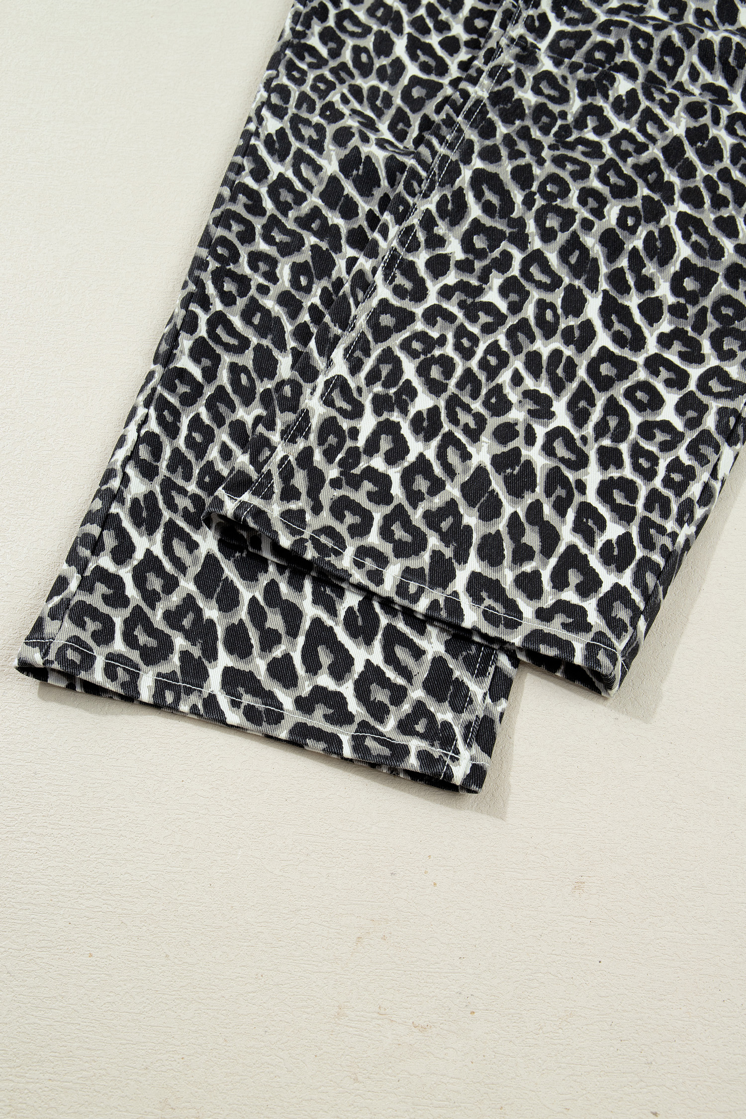 Black Leopard Print Barrel Jeans