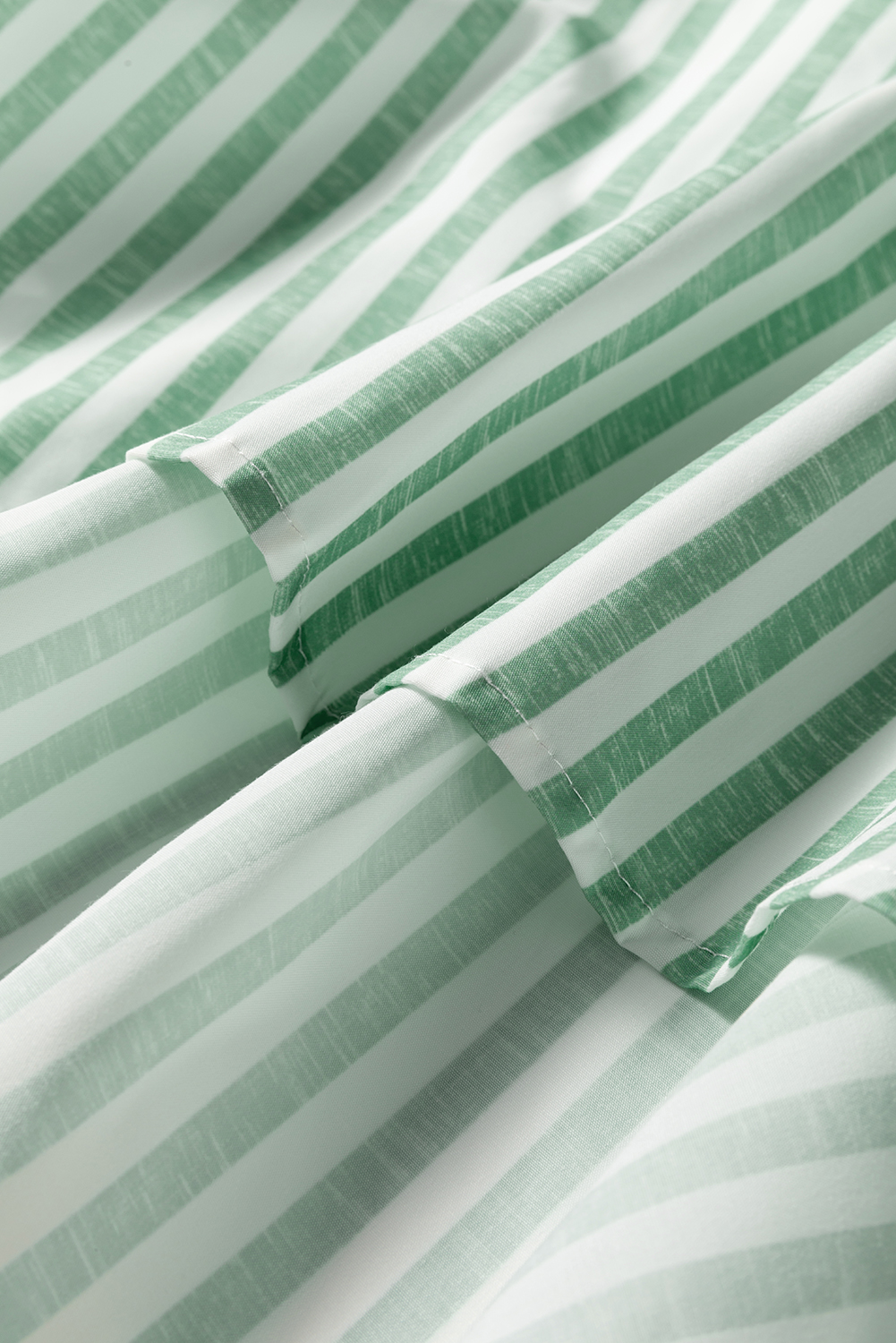 Green Stripe Half Zip Long Sleeve Swing Top