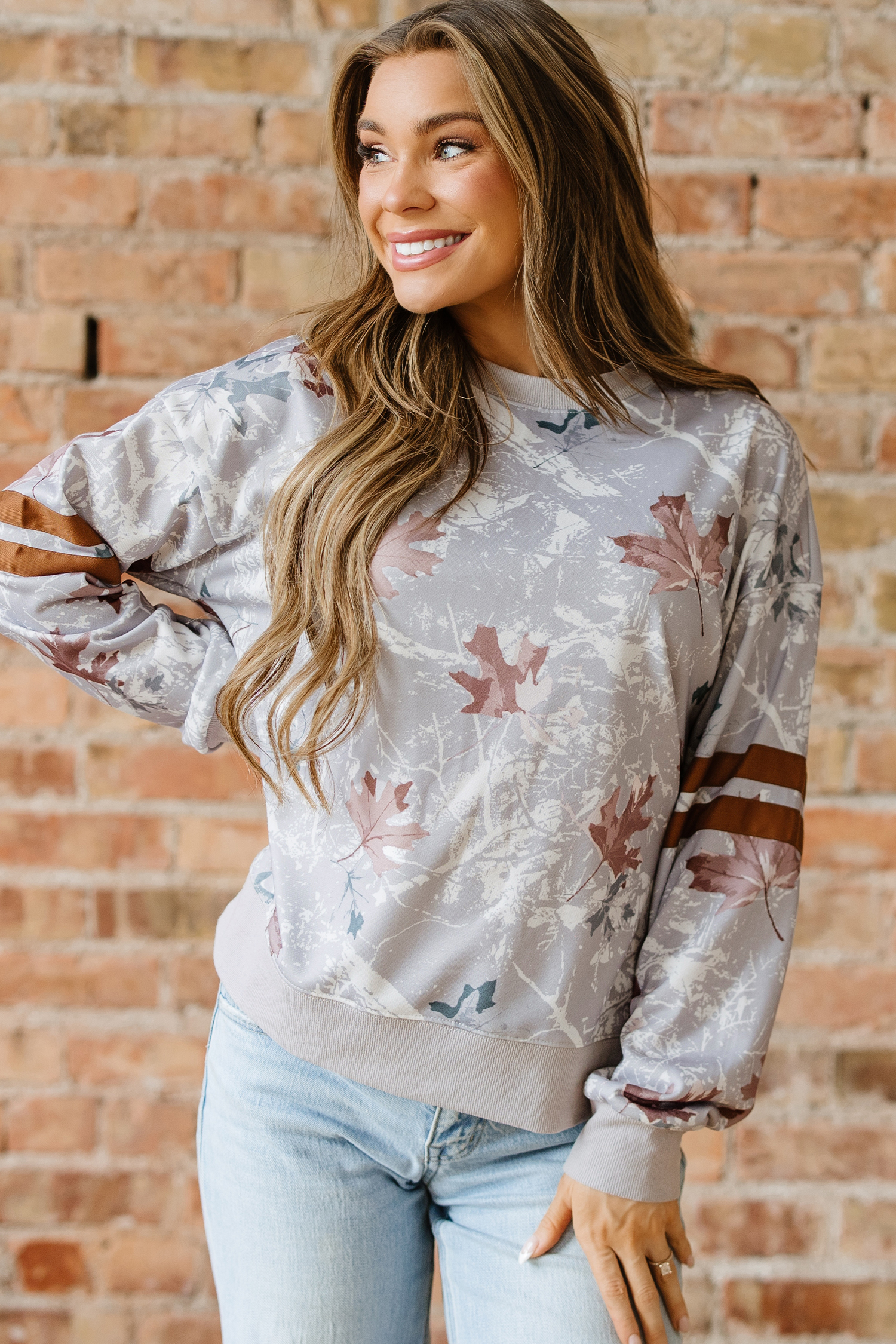 Beige Camo Print Baggy Drawstring Jogger Sweatpants