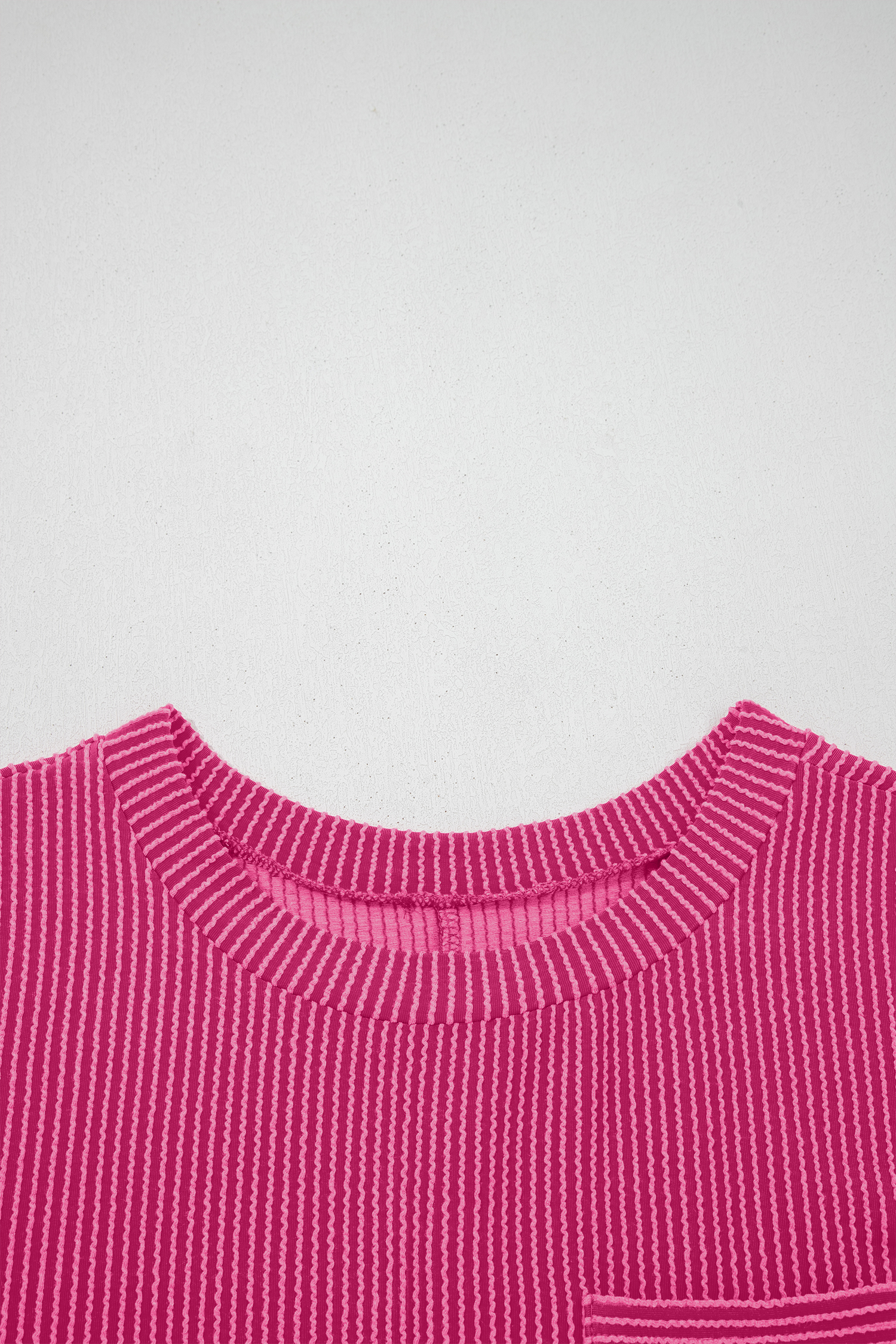 Bright Pink Striped Ribbed Knit T-shirt Shift Dress