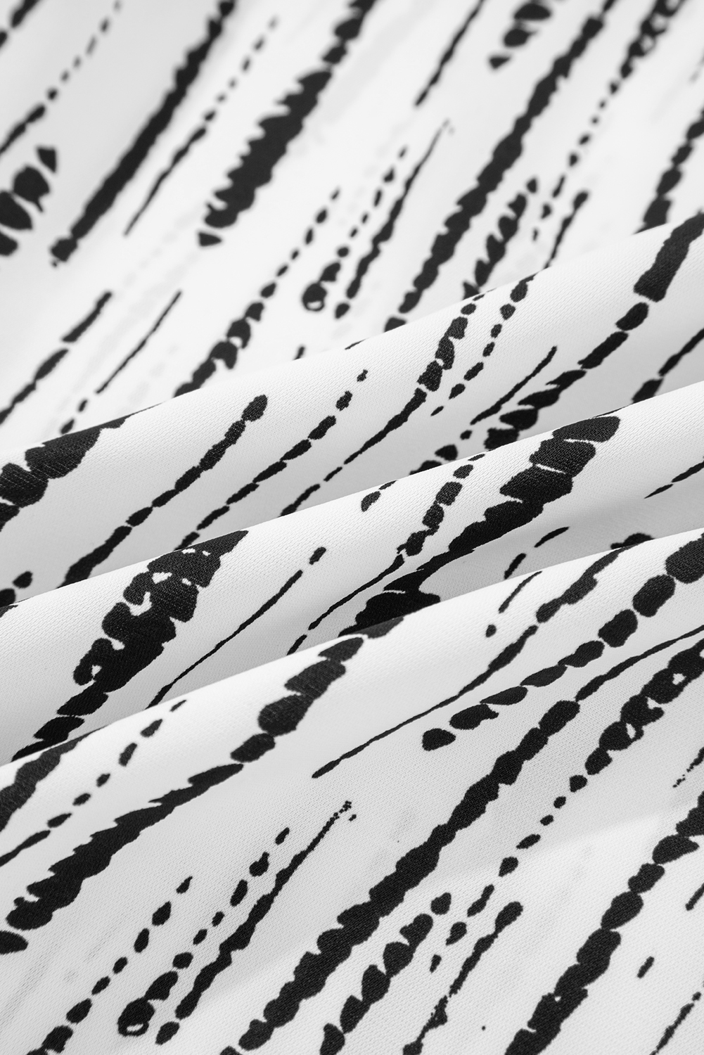 White Abstract Printed V Neck Fall Blouse