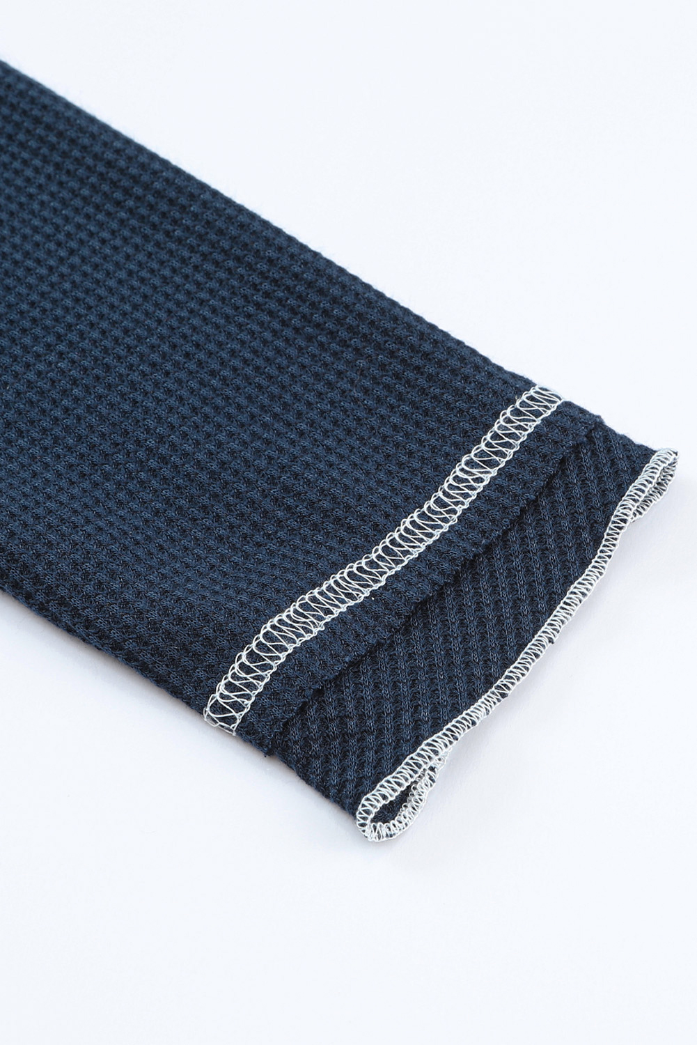 Smoke Gray Textured Round Neck Long Sleeve Top