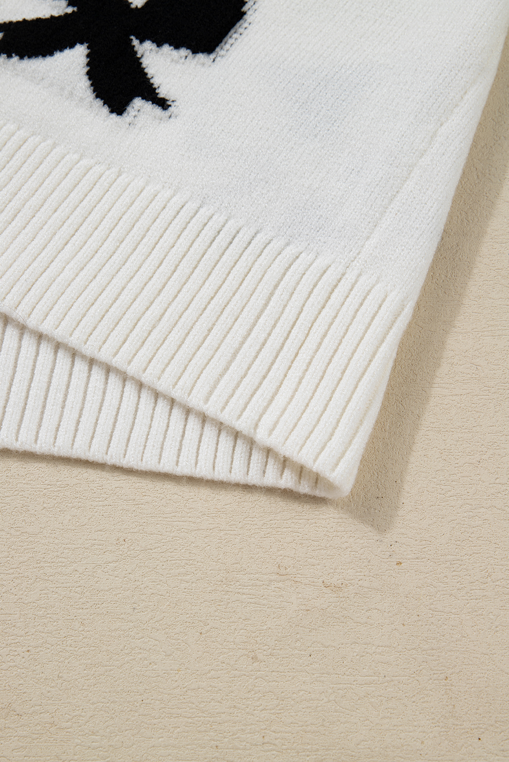 White Lace-up Bow Pattern Sweater Cardigan