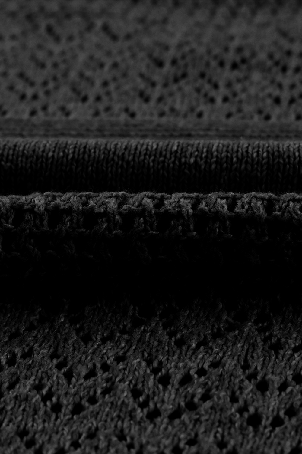 Sky Blue Eyelet Pattern Detail V Neck Drop Shoulder Sweater