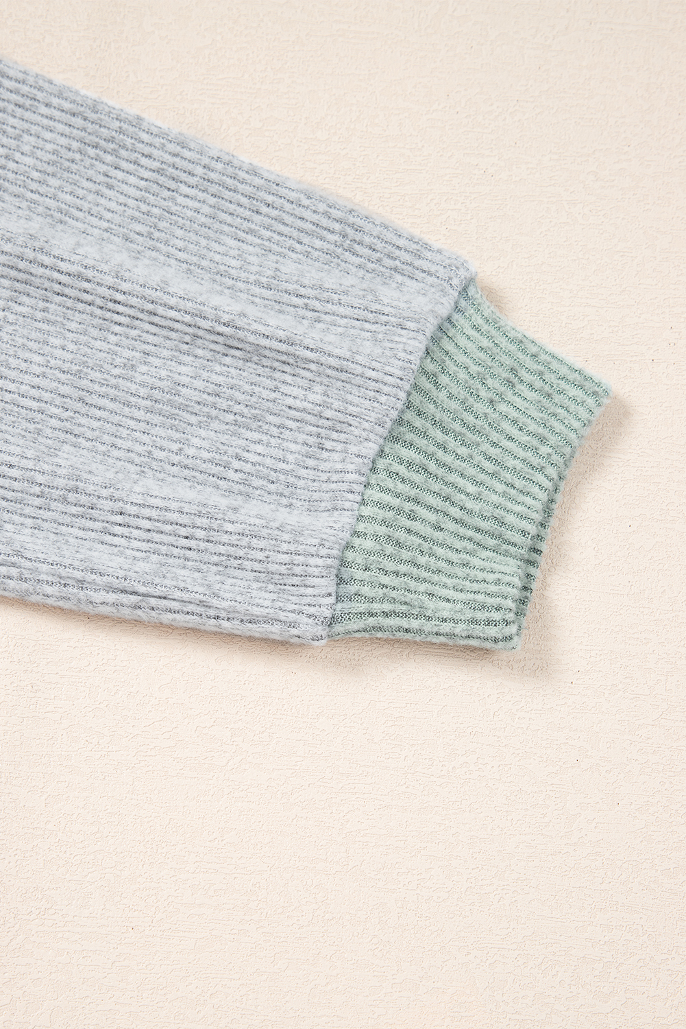 Contrast Ribbed Loose Fit Long Sleeve Top