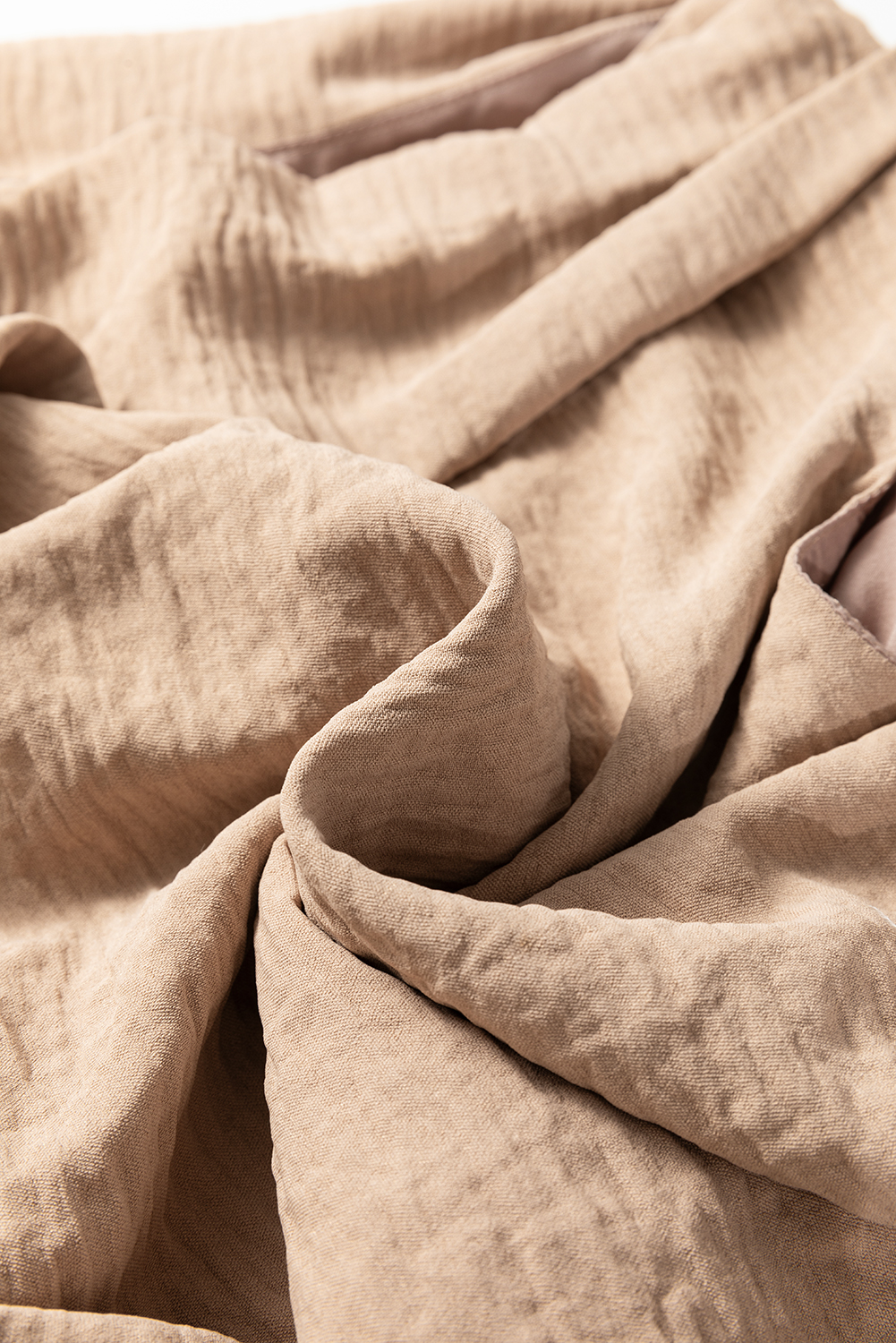 Pale Khaki Solid Color Keyhole Puffy Tank Drawstring Loose Pants 2pcs Outfit