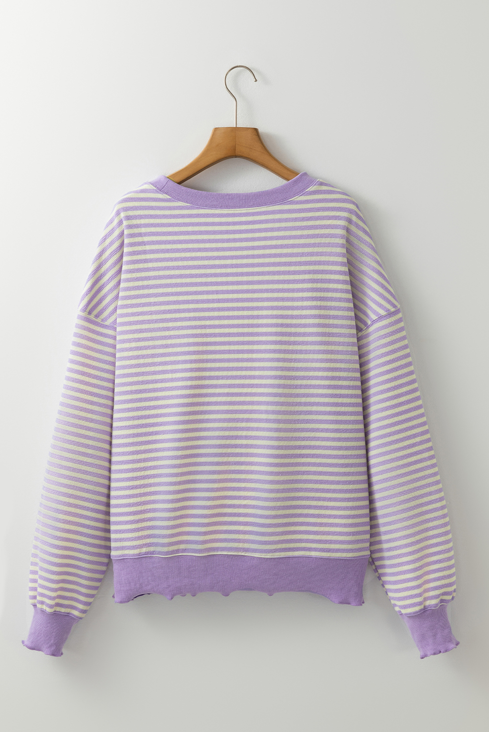 Pink Stripe Loose Drop Shoulder Long Sleeve Top