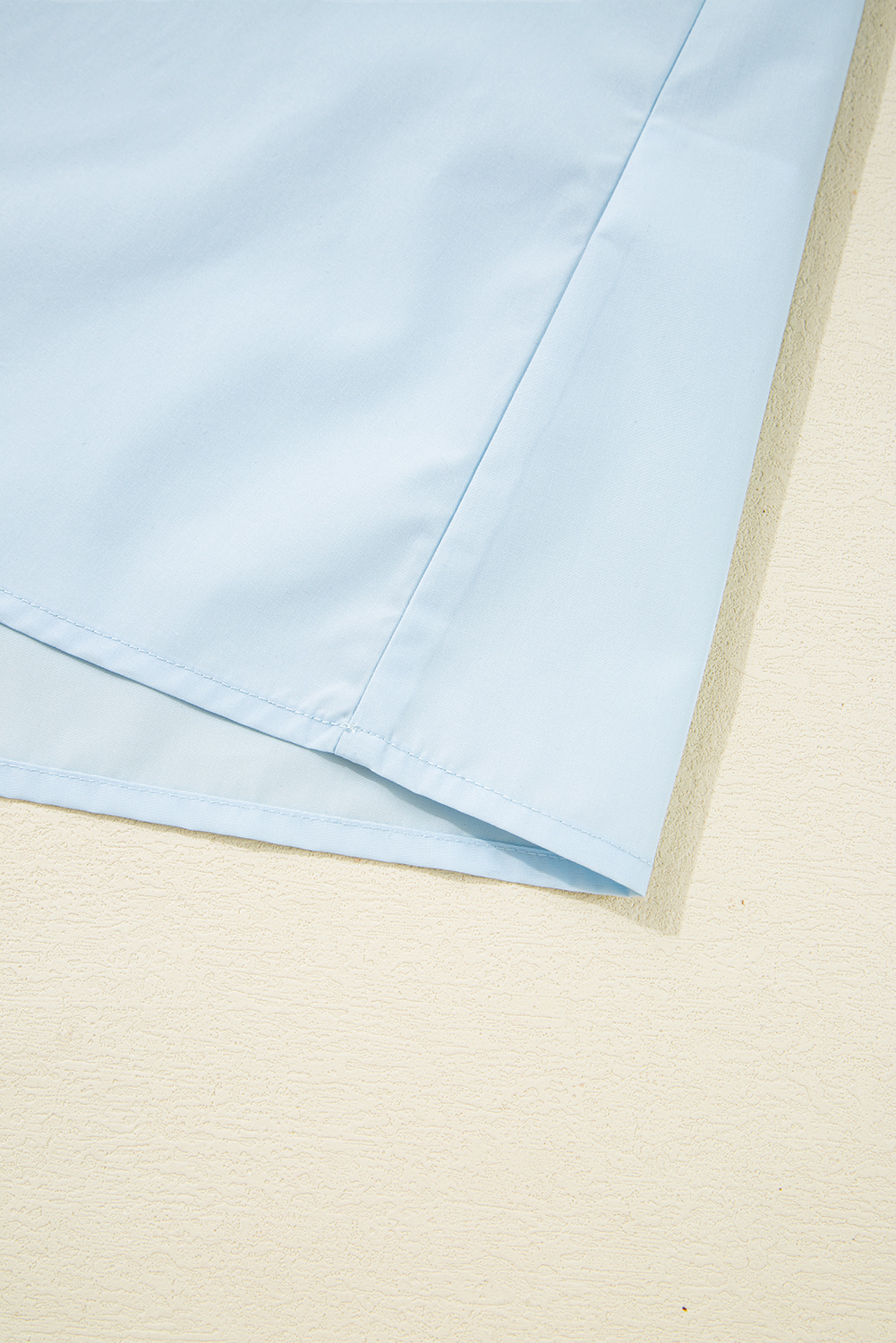 Buckskin Contrast Leopard Trim Split Neck Puff Sleeve Blouse