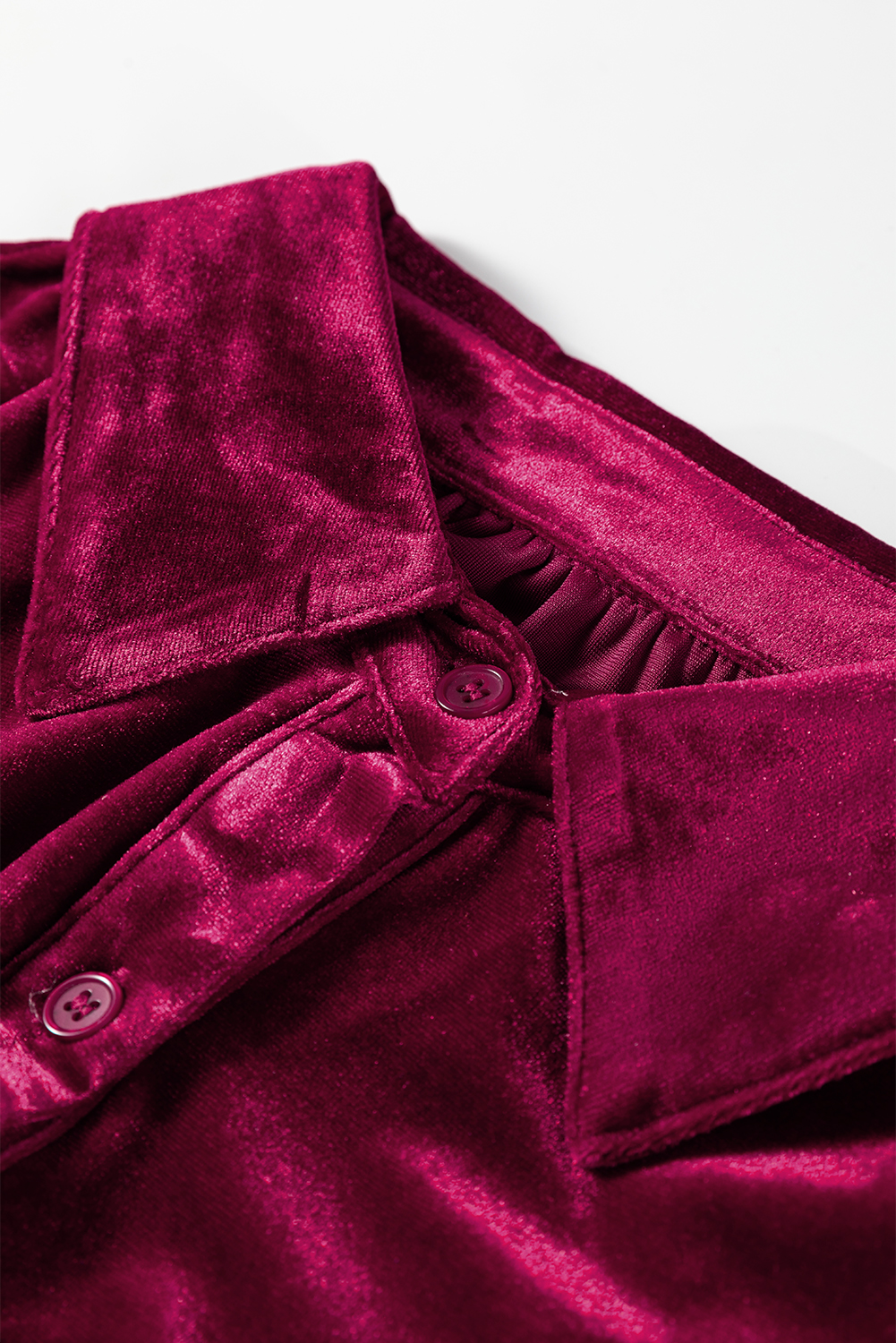 Burgundy 3/4 Sleeve Tunic Babydoll Velvet Shirt