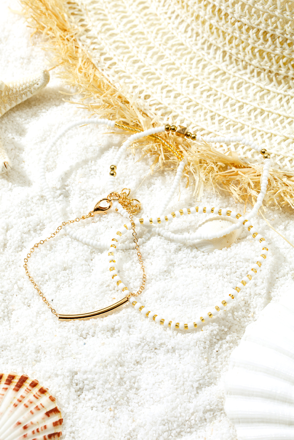 Gold Tiny Beaded Multi Layer Bracelet Set