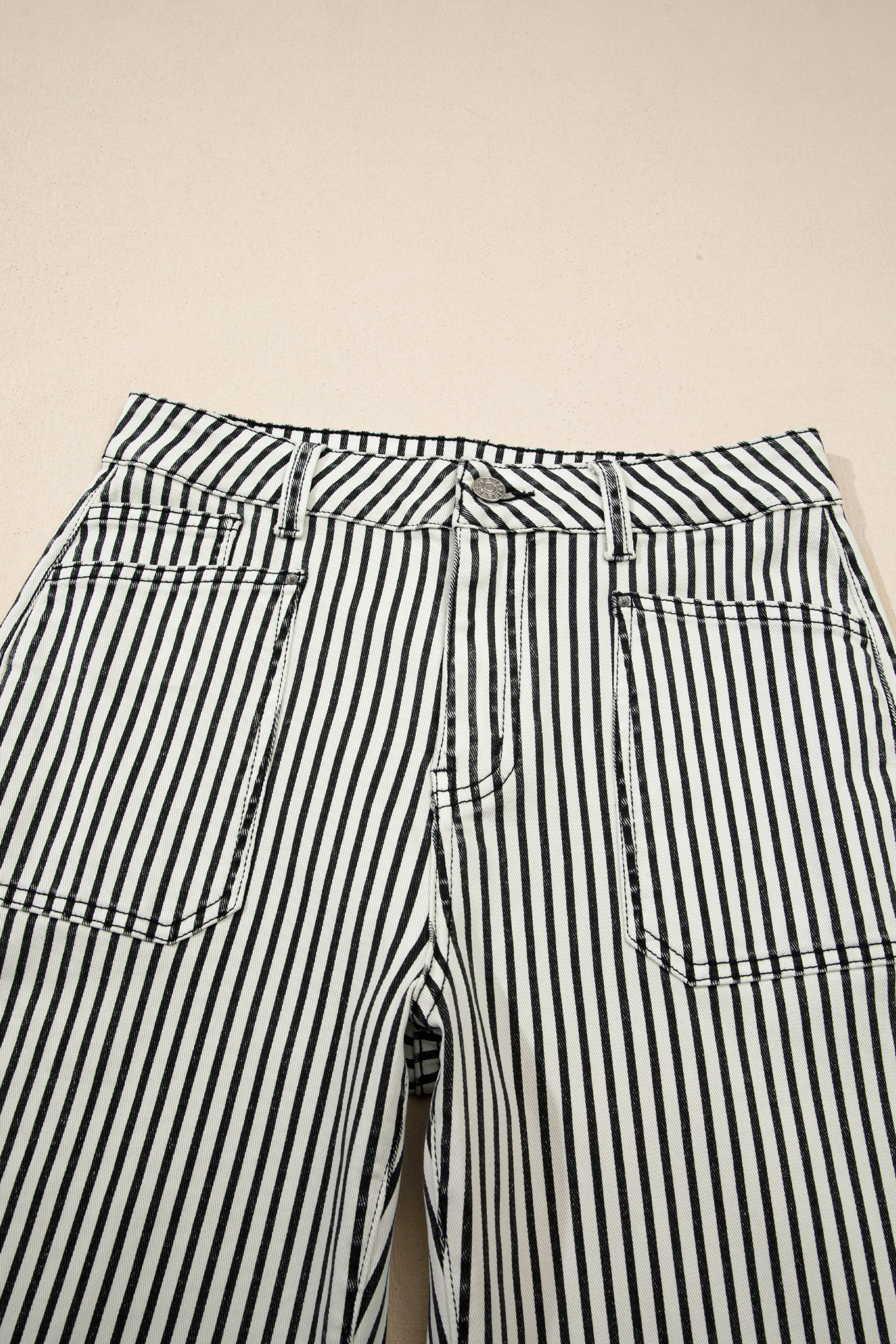 Black Stripe Patch Pocket High Waist Shift Denim Jeans