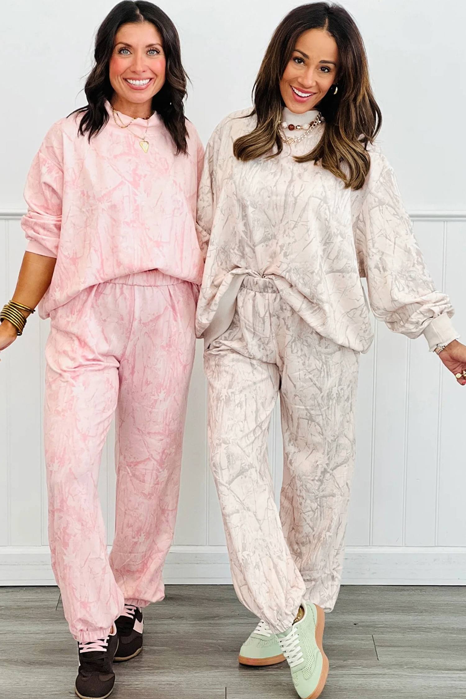 Pink Camo Print Jogger Pants Set