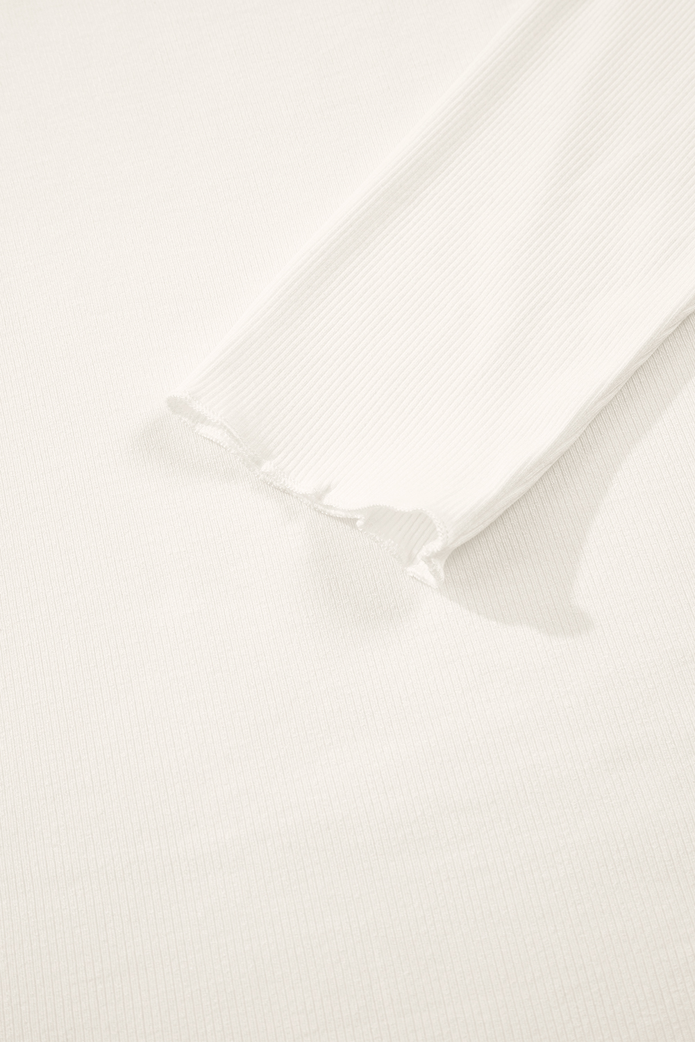 Black Ribbed Knit Lettuce Trim High Neck Long Sleeve Top