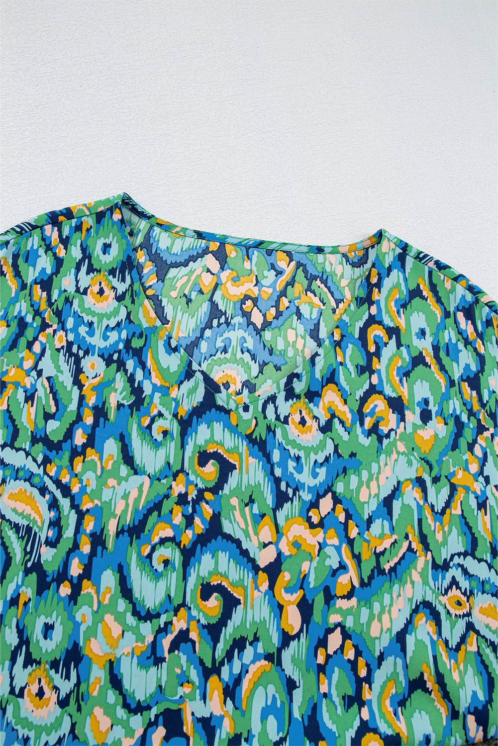 Pink Abstract Print V Neck Half Sleeve Loose Fit Tunic Blouse