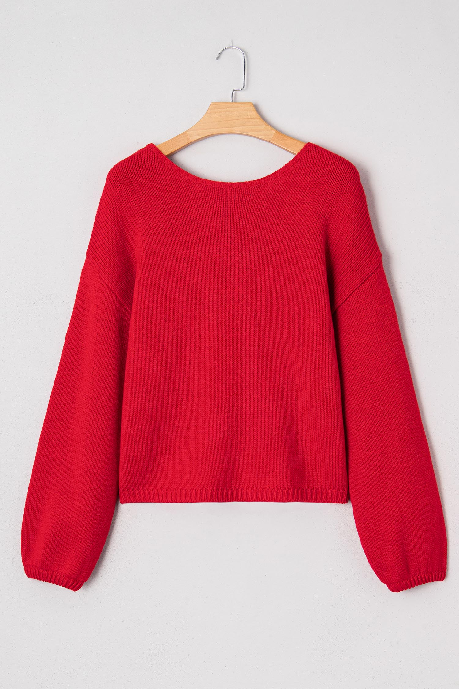 Bonbon Festive Bow Backless Bubble Sleeve Sweater