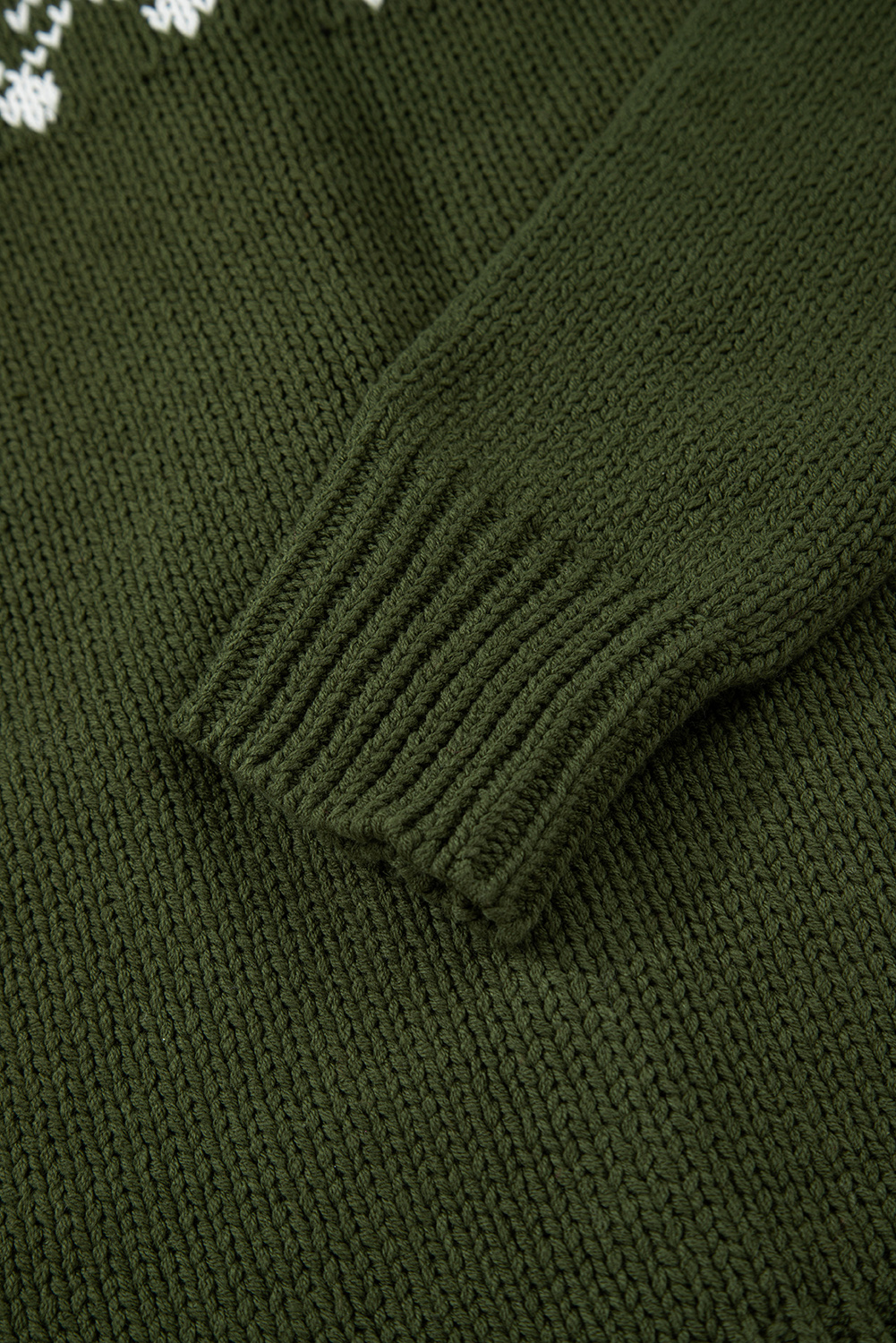 Moss Green Western Fashion Abstract Printed Cardigan Sweater