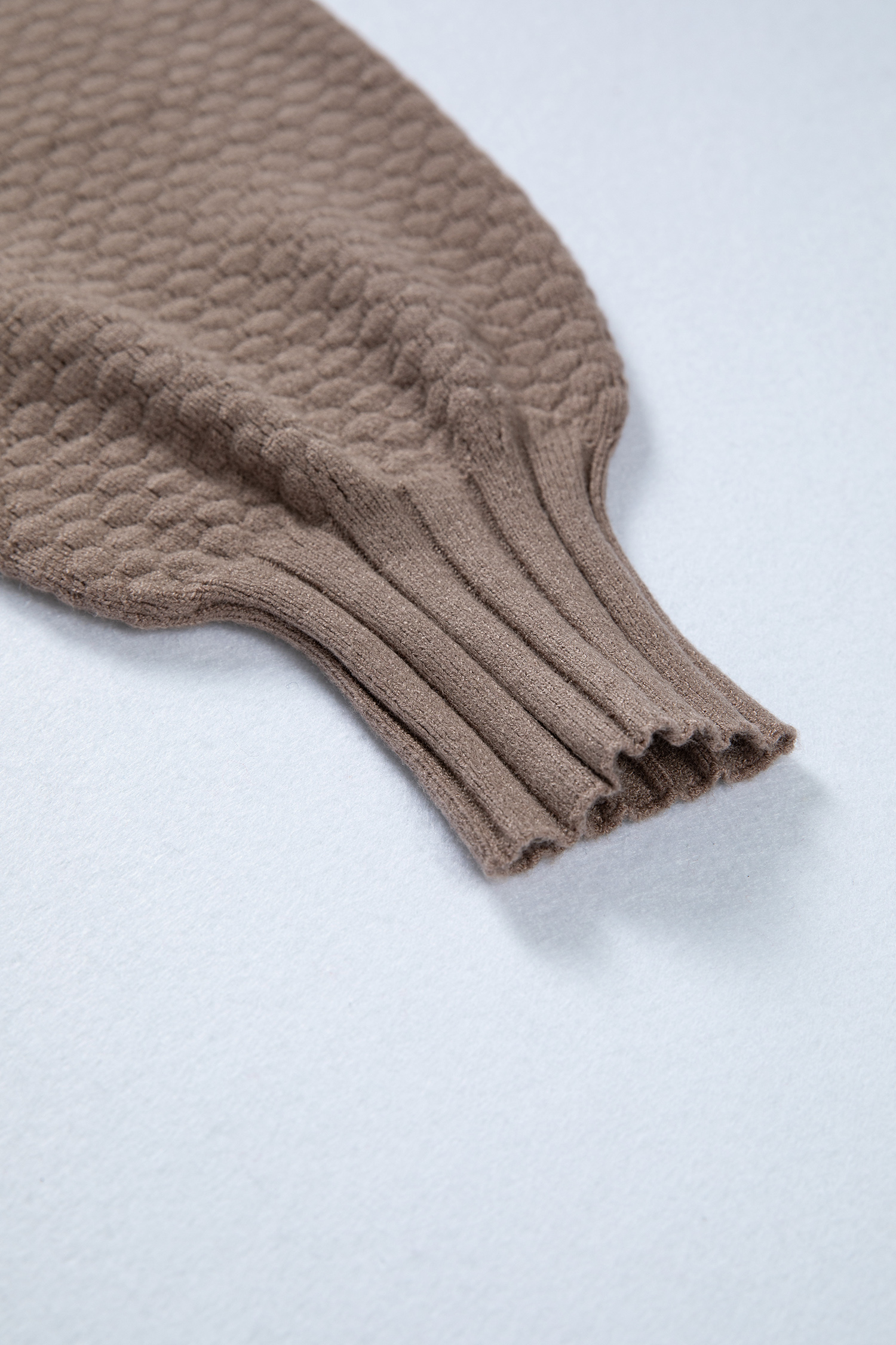 Light Pink Mixed Texture Knit Button V Neck Sweater Cardigan