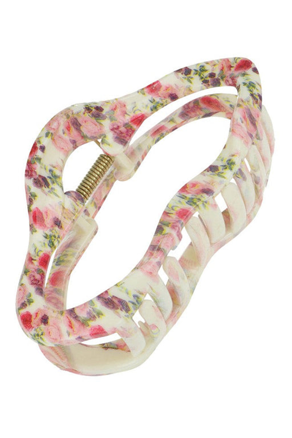 Strawberry Pink Flower Print Cut Out Cloud Shape Hair Claw Clip