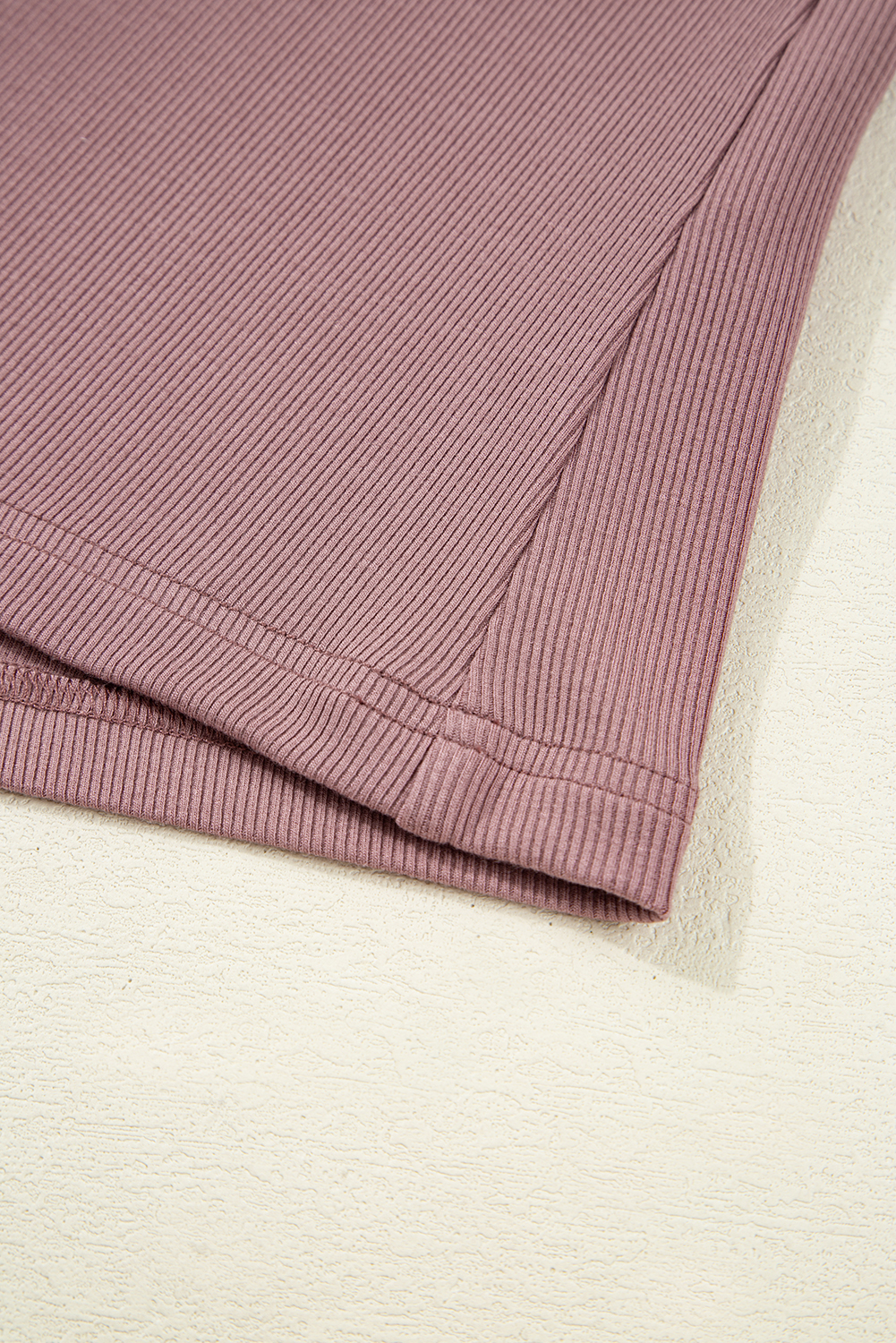 Burgundy Gathered Bust Square Neck Ribbed Fit Long Sleeve Top