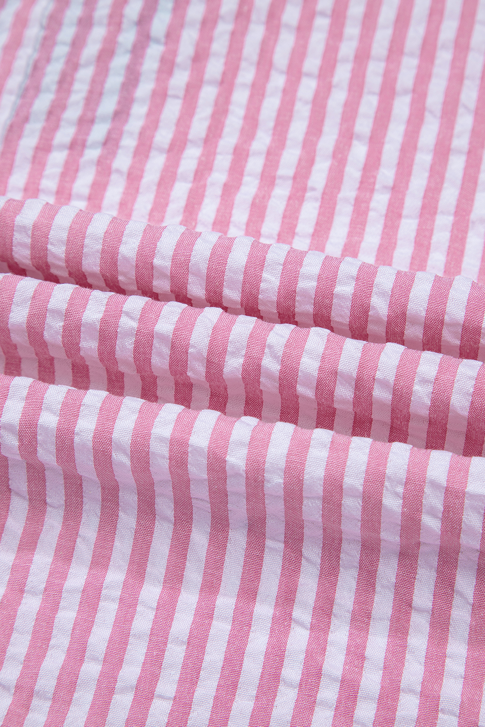 Sachet Pink Striped Print Contrast Split Neck Dolman Sleeve Blouse