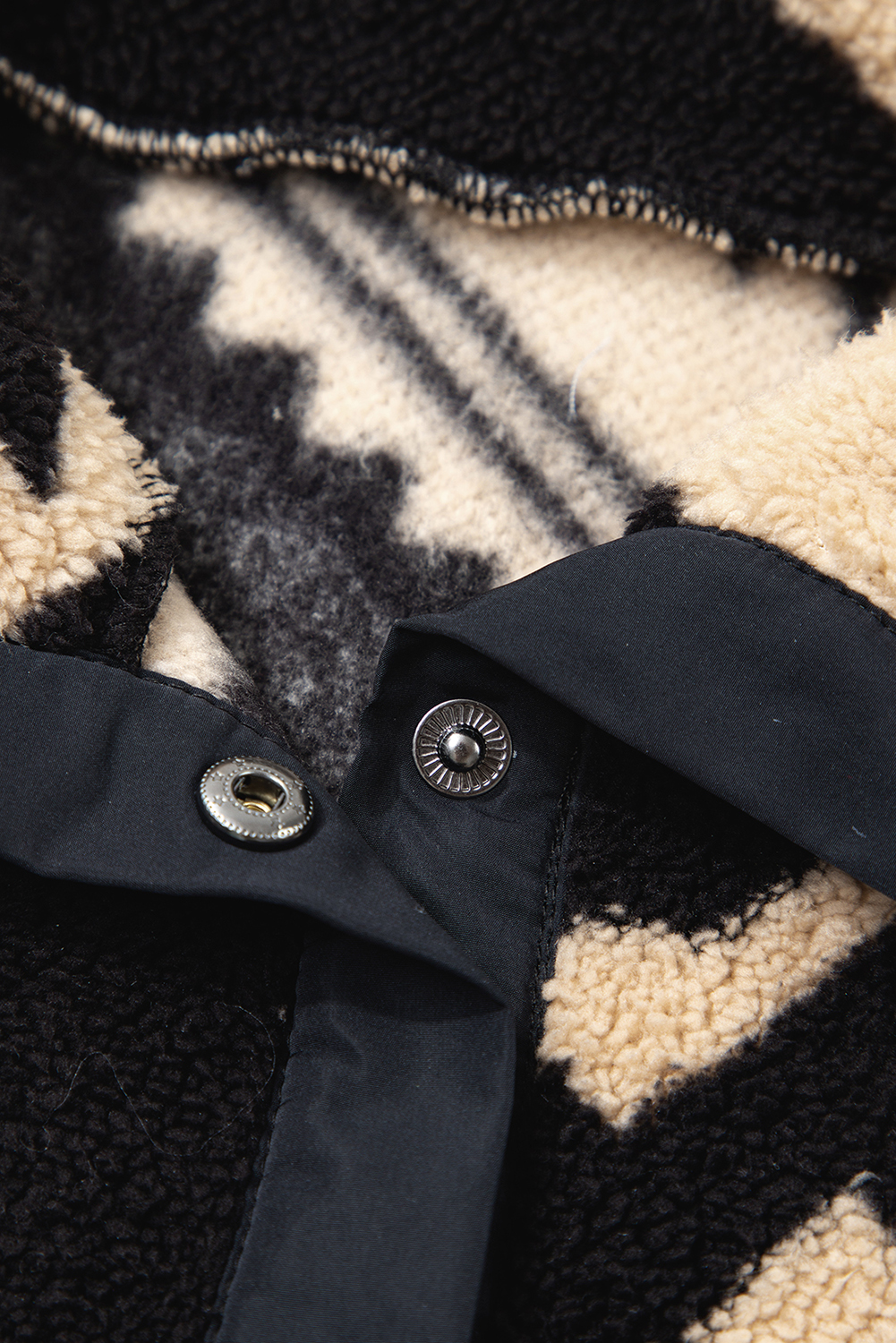 Black Western Aztec Half Placket Plush Sweatshirt